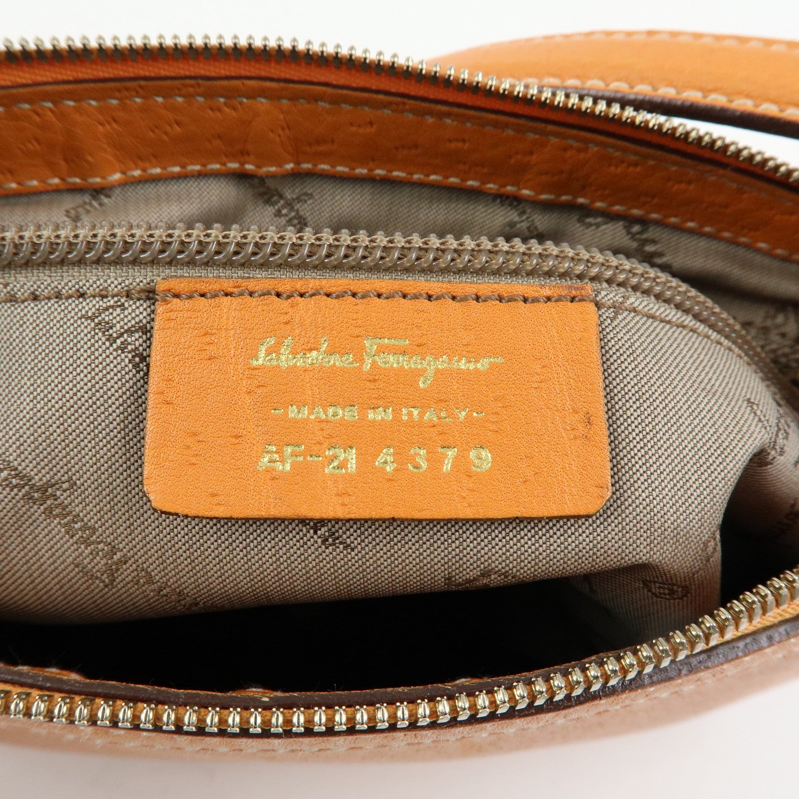 Ferragamo Gancini Leather Hand Bag Shoulder Bag Orange