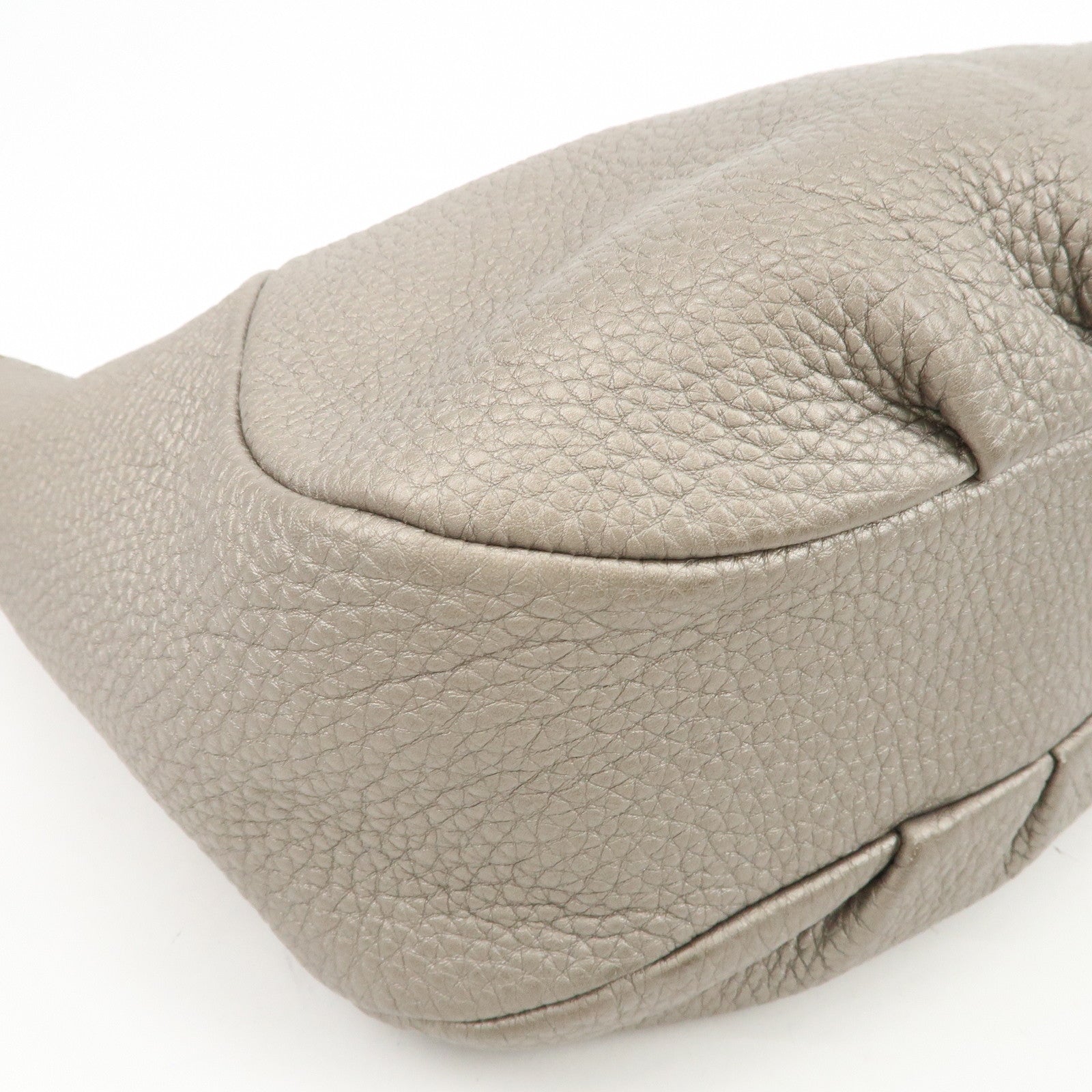 FENDI Selleria Leather Shoulder Bag Hand Bag Gray 8BR618