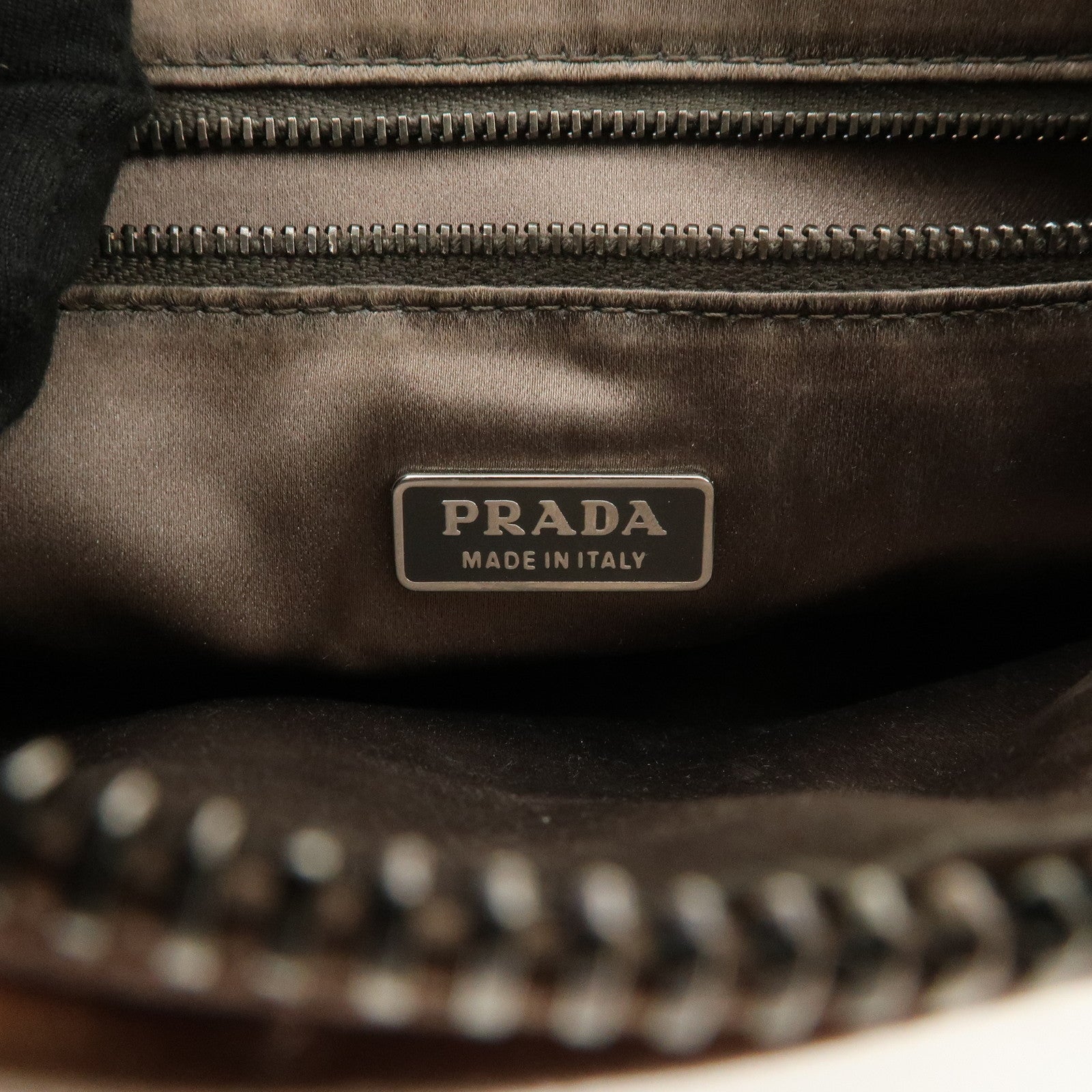 PRADA Triangle Logo Leather Shoulder Bag Hand Bag Brown Used