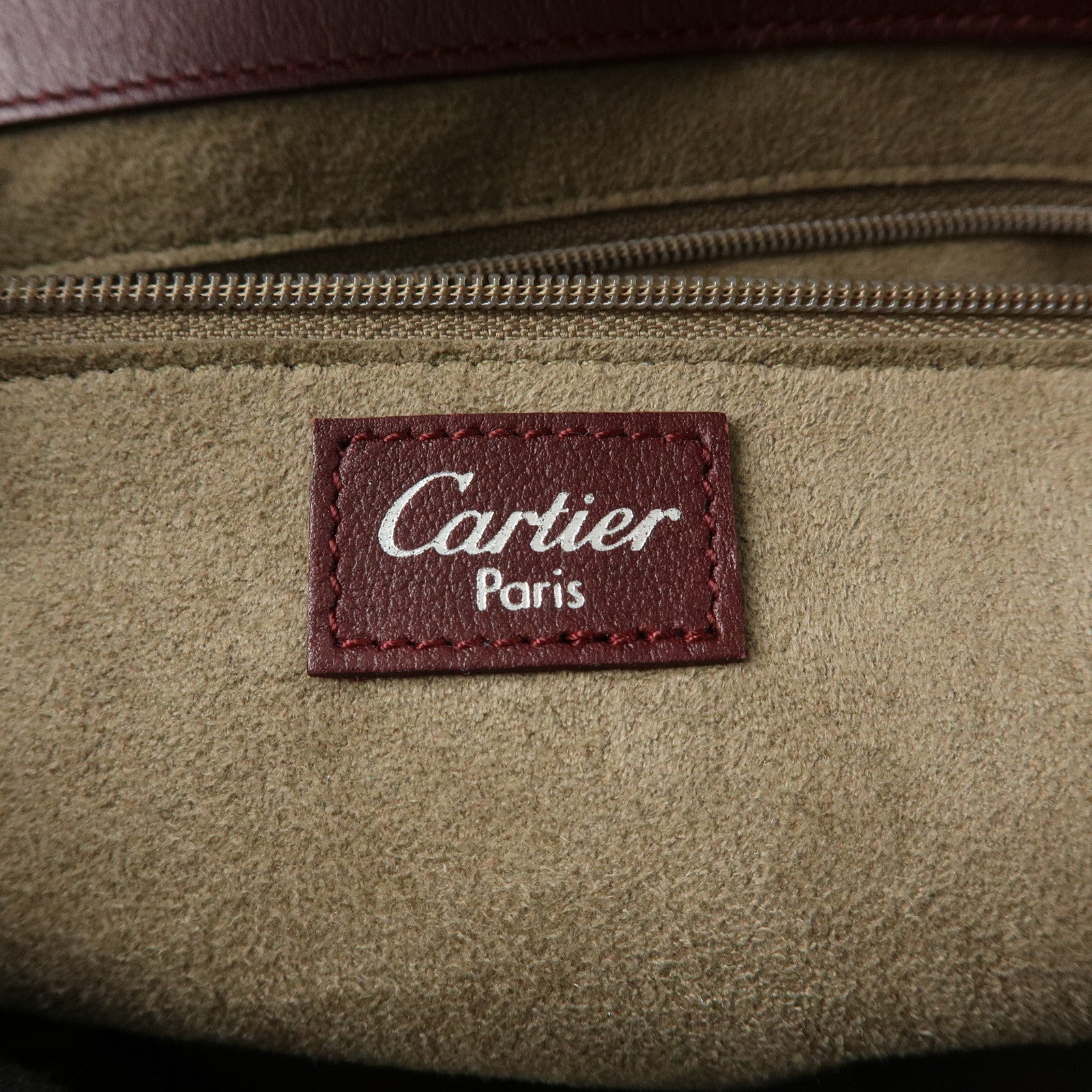 Cartier Happy Birthday Patent Leather Hand Bag Tote Bag Bordeaux