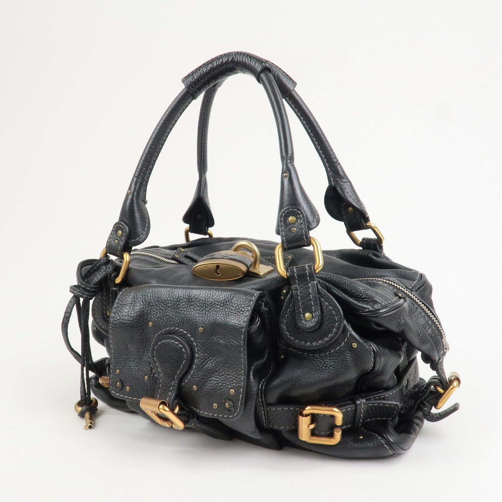 Chloe Paddington Leather Hand Bag Shoulder Bag Black