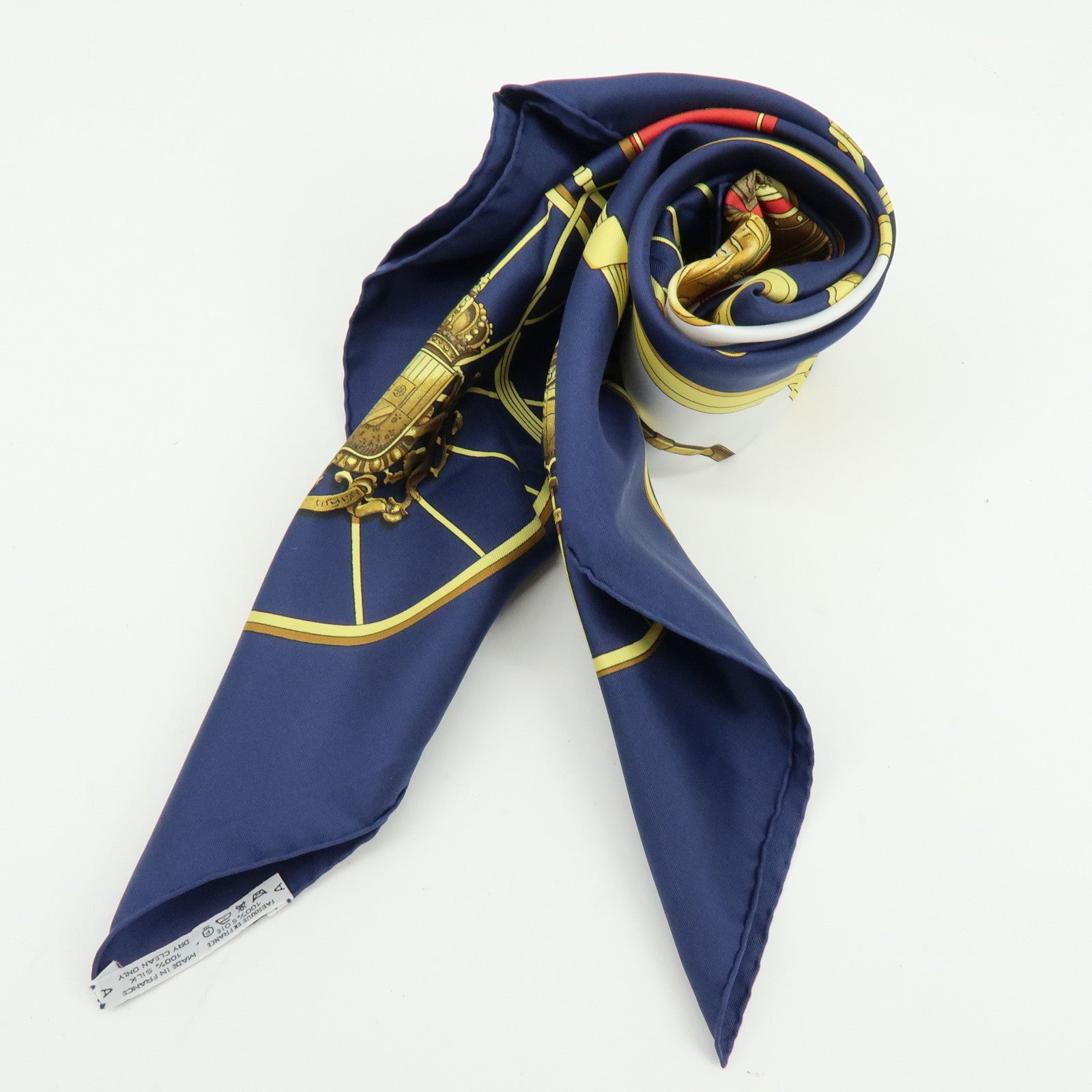 HERMES Carre 90 Silk 100% Scarf SPRINGS Dark Navy