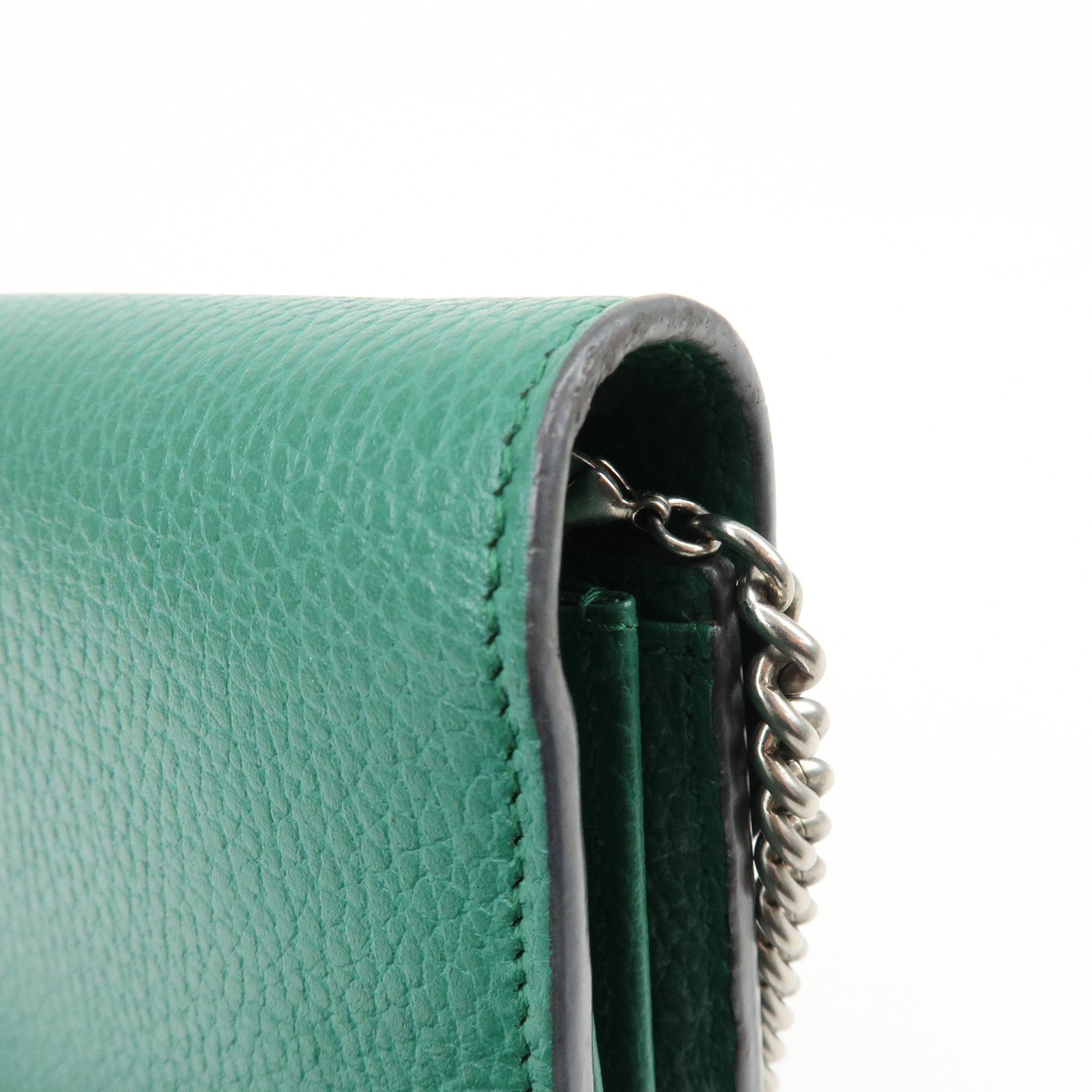 GUCCI Dionysus Leather Chain Shoulder Bag Wallet Green 401231