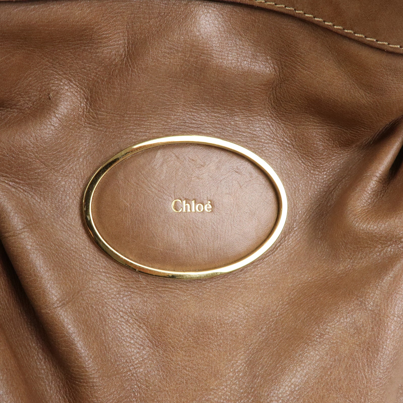 Chloe Victoria Leather Tote Bag Hand Bag Shoulder Bag Brown