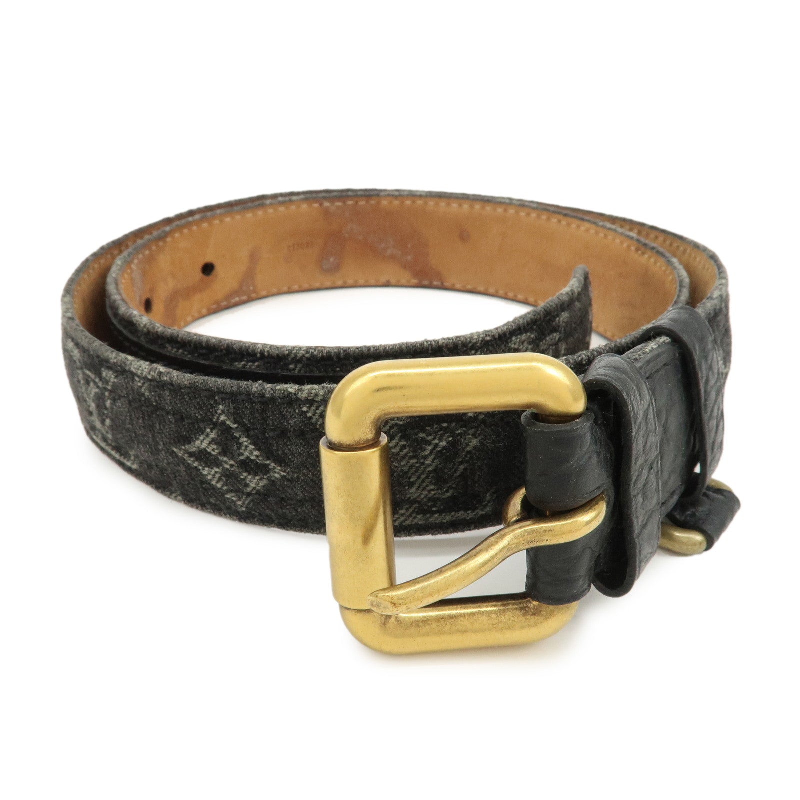 Louis Vuitton Monogram Denim Ceinture Belt 80/32 Noir Black M6972
