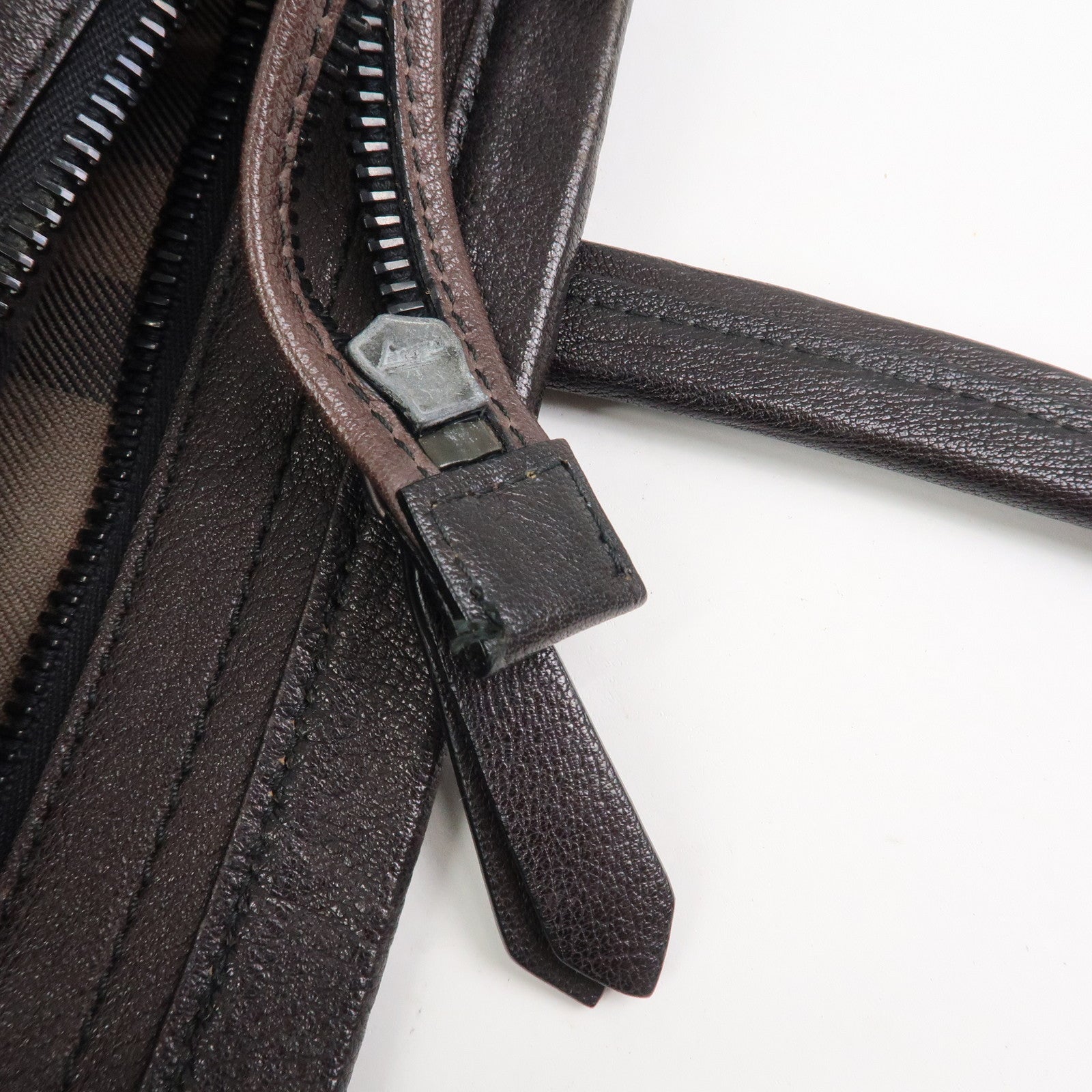 BURBERRY Logo Leather Tote Bag Shoulder Bag Black