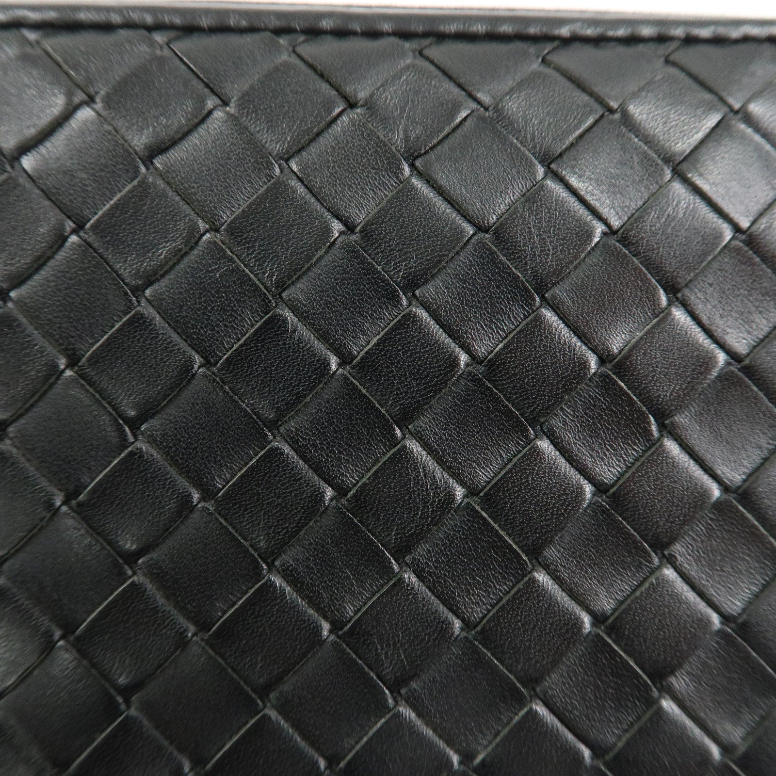 BOTTEGA VENETA Intrecciato Leather Round Zippy Wallet Black 114076 Used