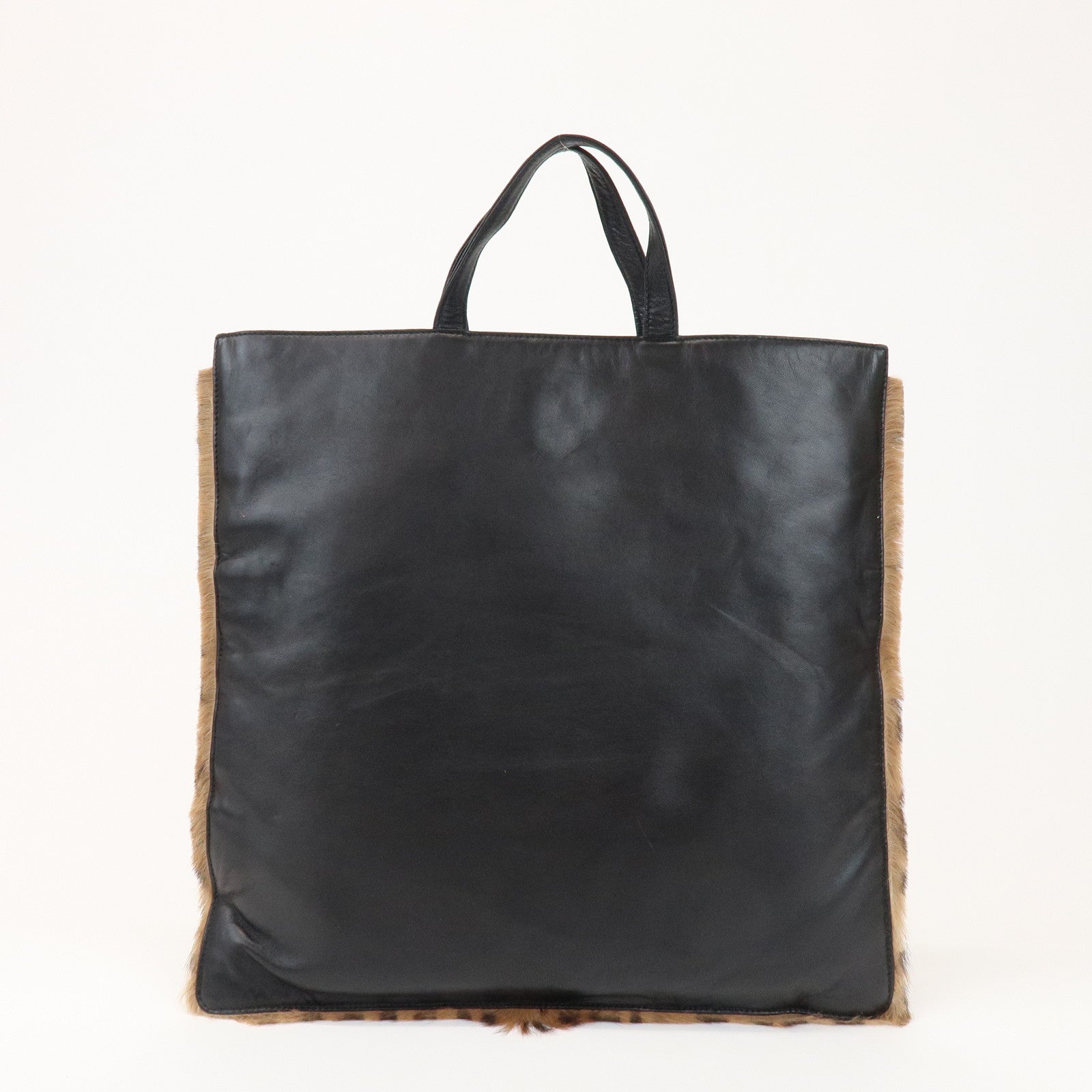 LOEWE Unborn Calf Leather Tote Bag Hand Bag Brown Black