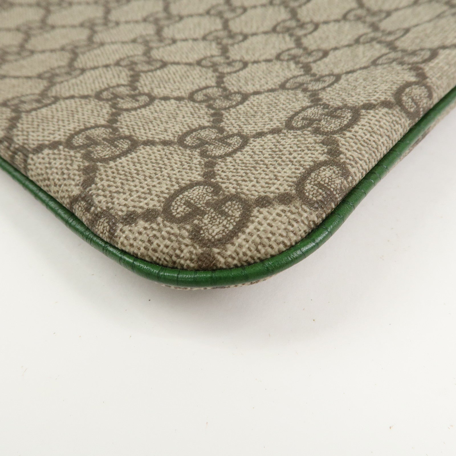 GUCCI GG Supreme Leather Hand Bag Tote Bag Beige Green 114600