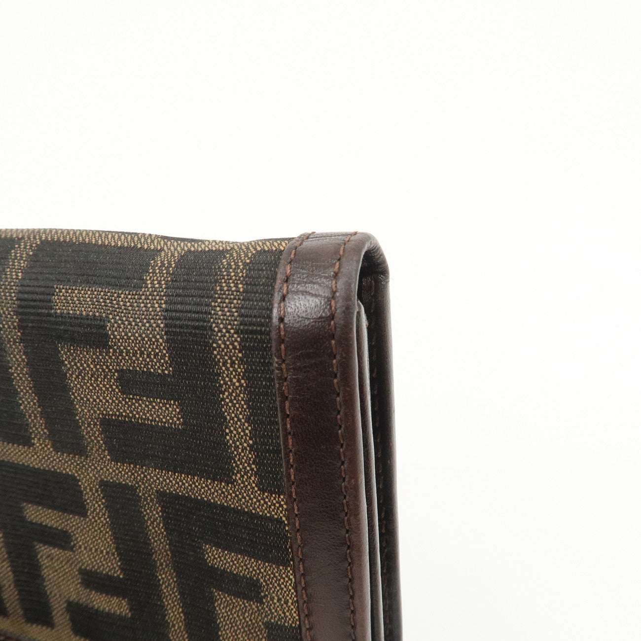 FENDI Zucca Canvas Leather Bi-Fold Long Wallet Brown 30851