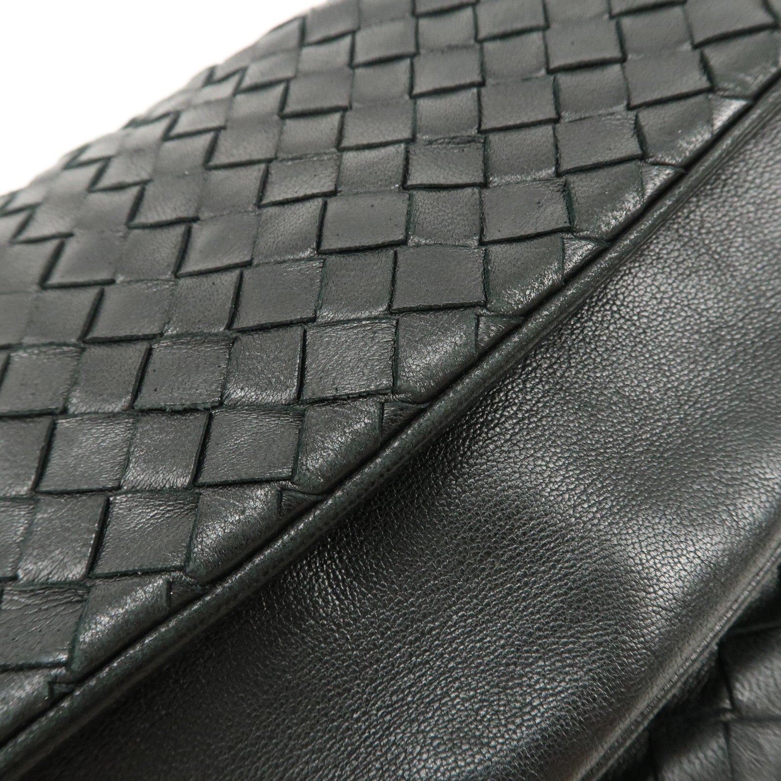BOTTEGA VENETA Intrecciato Leather Shoulder Bag Black 142468 Used