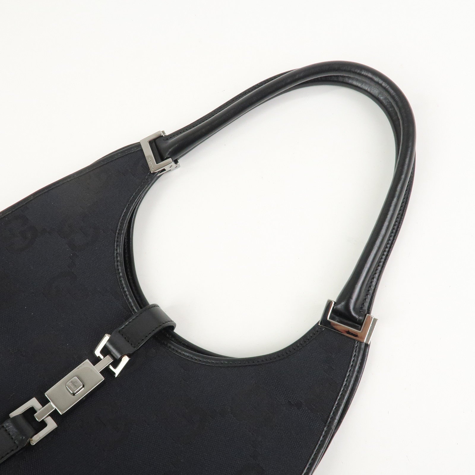 GUCCI Jackie GG Canvas Leather Shoulder Bag Hand Bag Black 002.1067