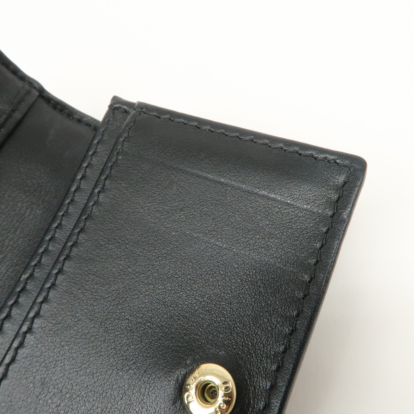 Christian Dior Cannage Lady Dior Patent Leather Card Holder Black S0011