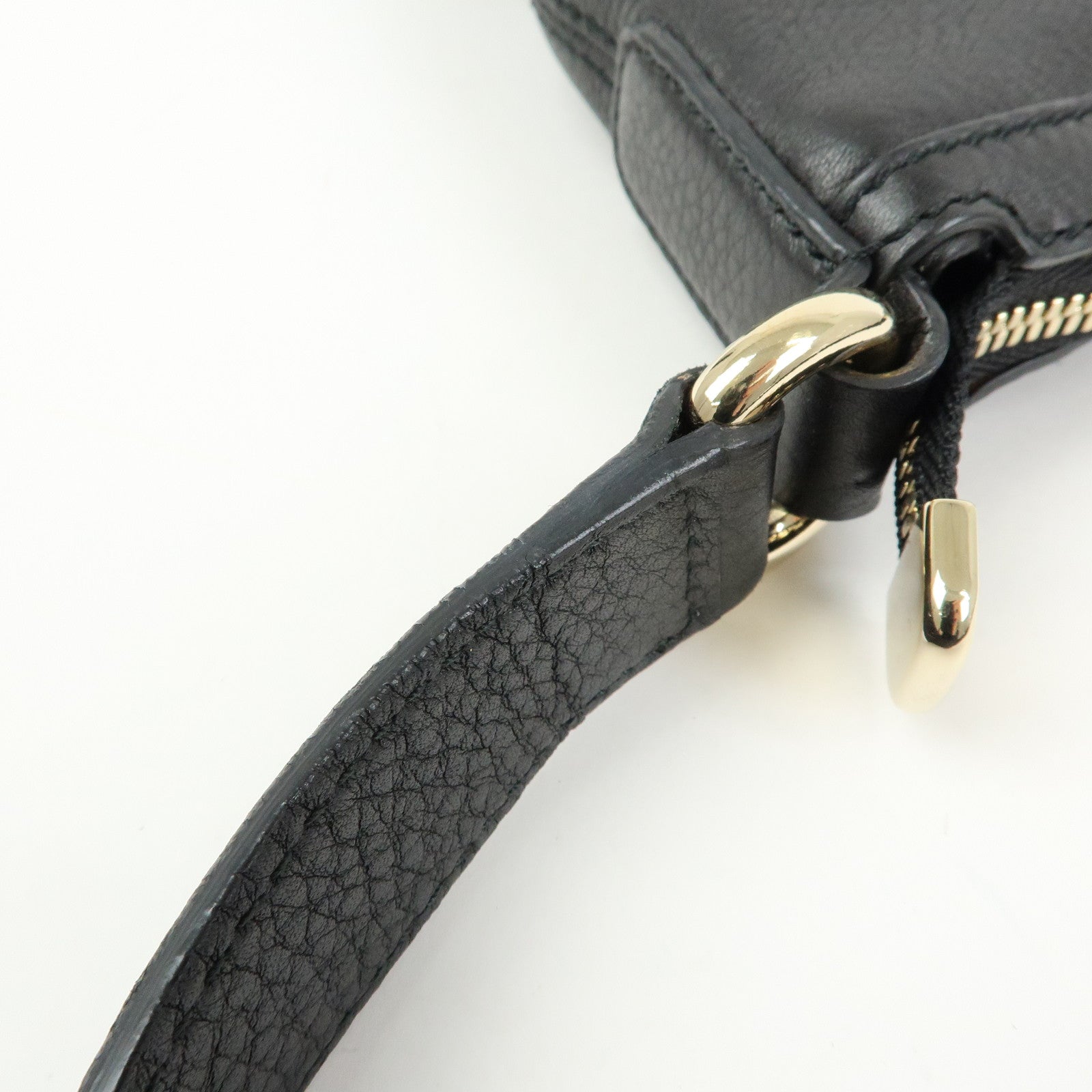 GUCCI SOHO Interlocking G Leather Shoulder Bag Black 308361
