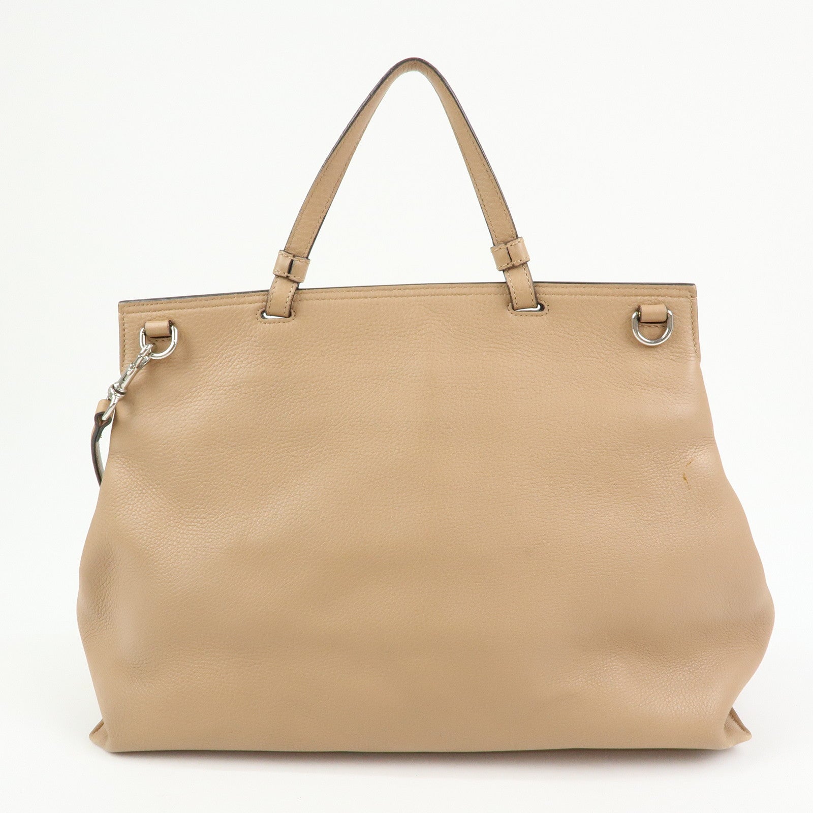 GUCCI Bamboo Daily Leather 2Way Bag Hand Shoulder Bag Beige 370830