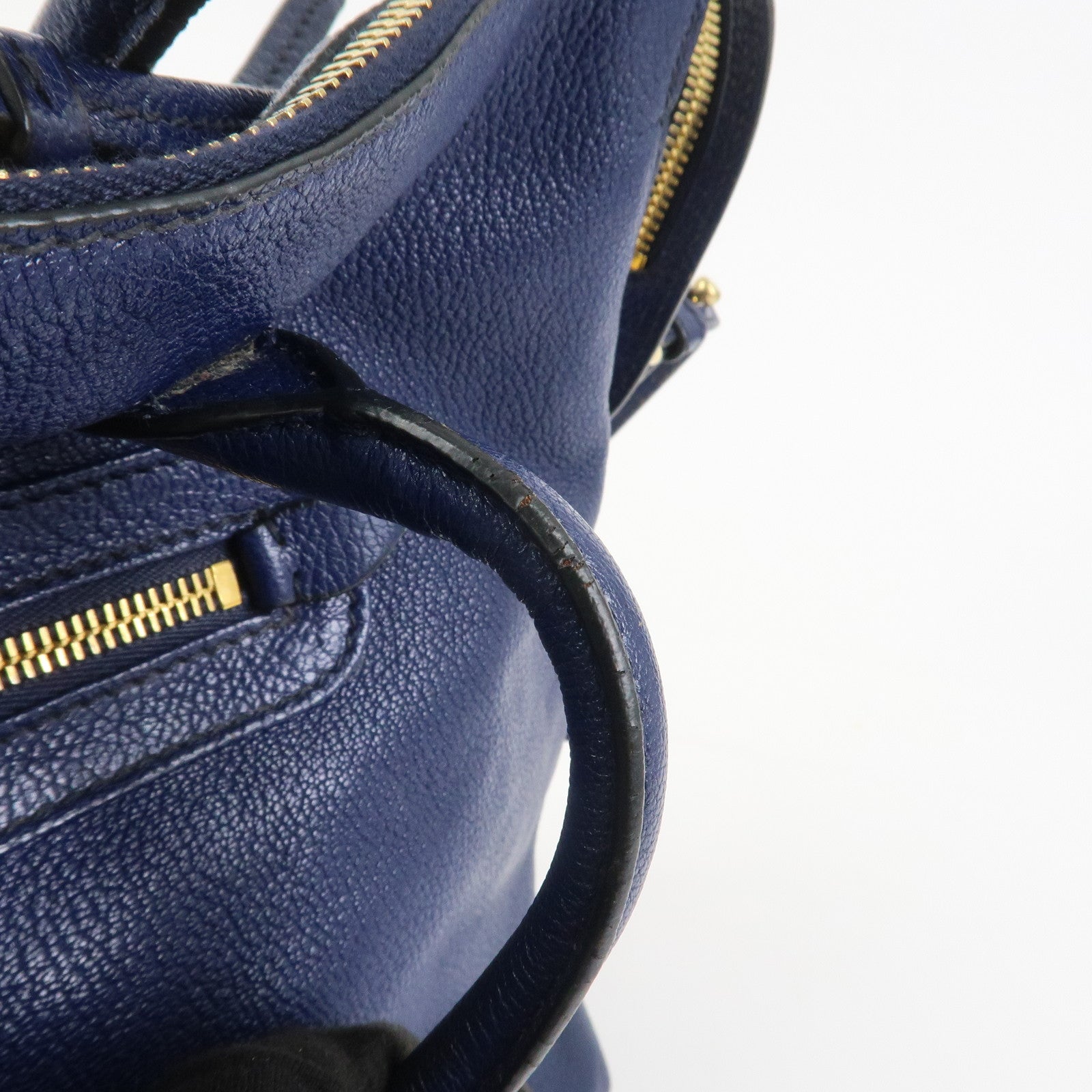 MIU MIU Madras Leather 2Way Hand Bag Shoulder Bag Blue 5BG136