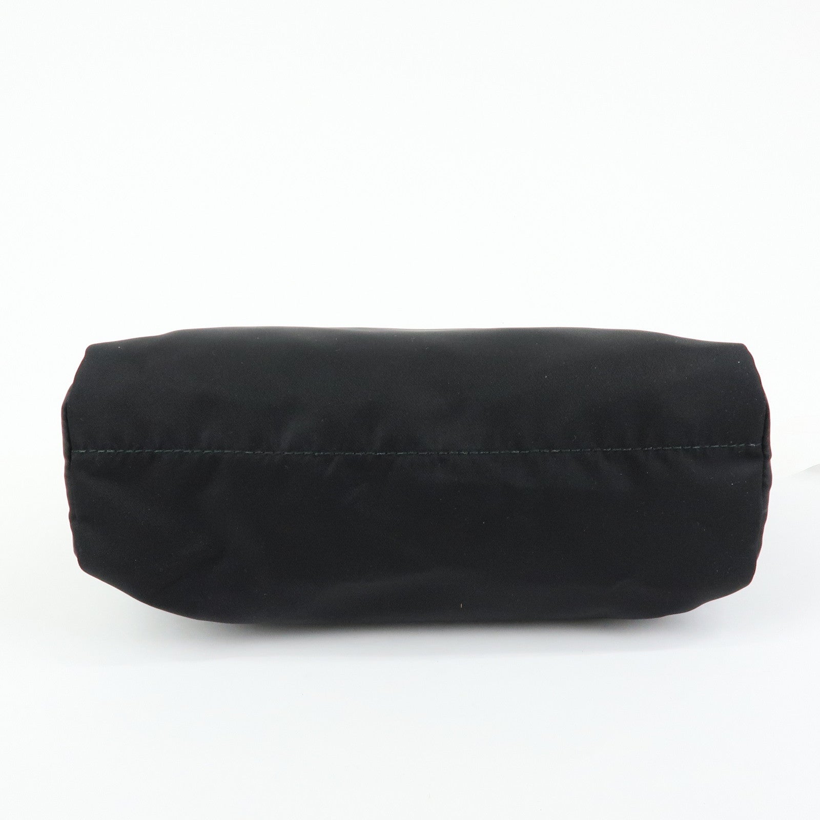 PRADA Triangle Logo Nylon Cosmetic Pouch Makeup Bag Black