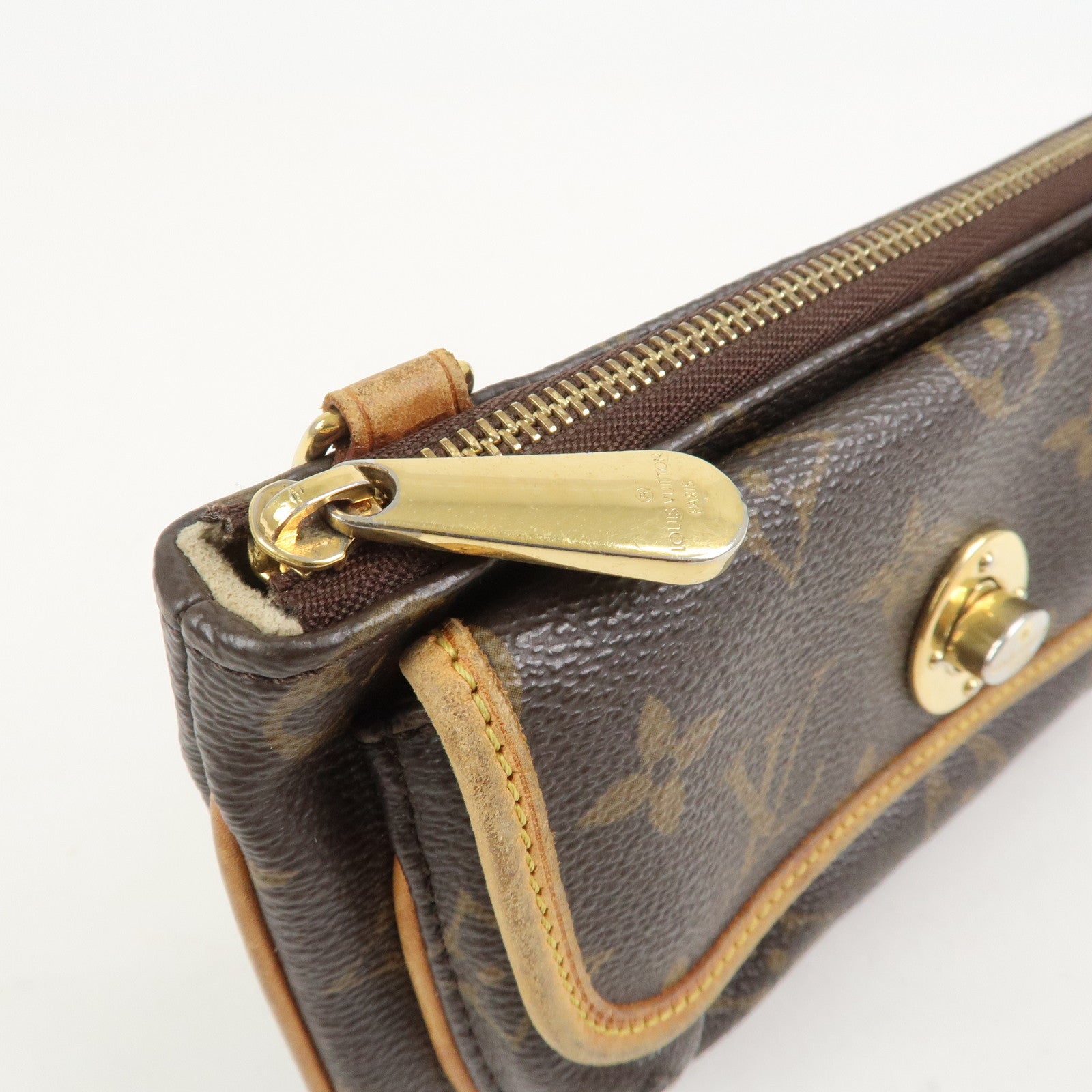 Louis Vuitton Monogram Pochette Tikal Pouch Purse Brown M60019