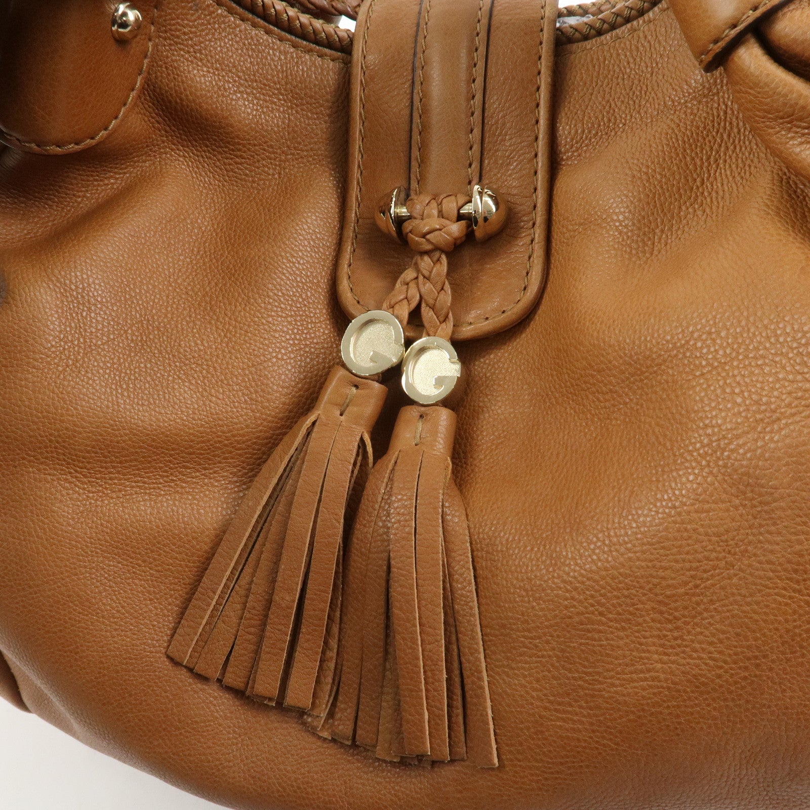 GUCCI Marrakech Leather Shoulder Bag Tote Bag Brown 257029