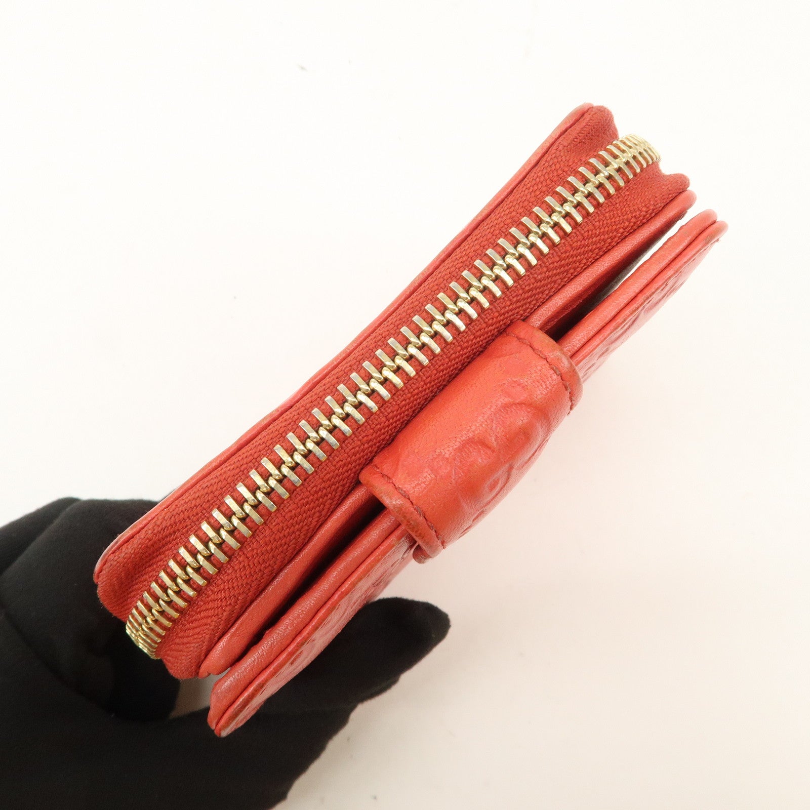 GUCCI Guccissima Leather Bi-fold Compact Wallet Red 346056
