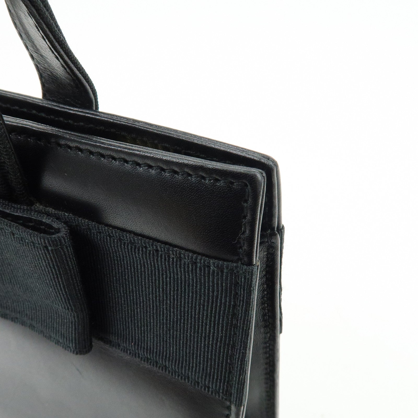 Ferragamo Vara Ribbon Leather Hand Bag Tote Bag Black