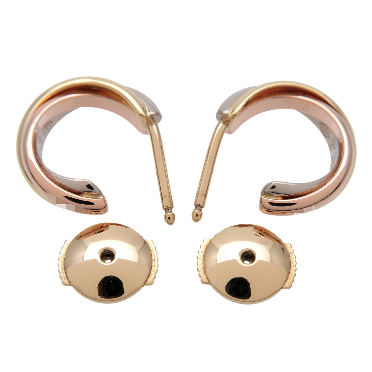 Cartier Trinity Mini Earrings 750 White Gold Rose Gold Yellow Gold