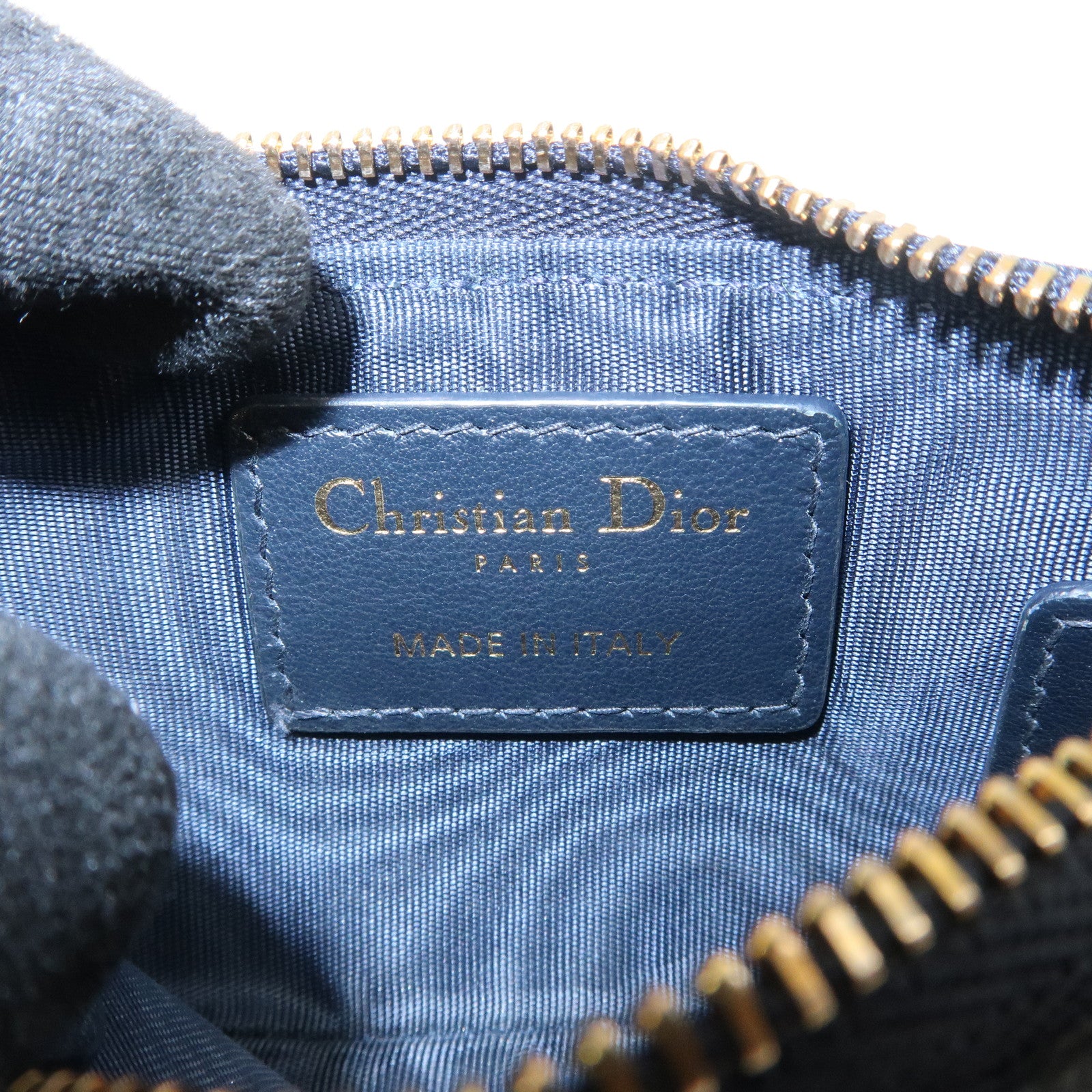 Christian Dior Trotter Canvas Leather Coin Case Key Case Navy