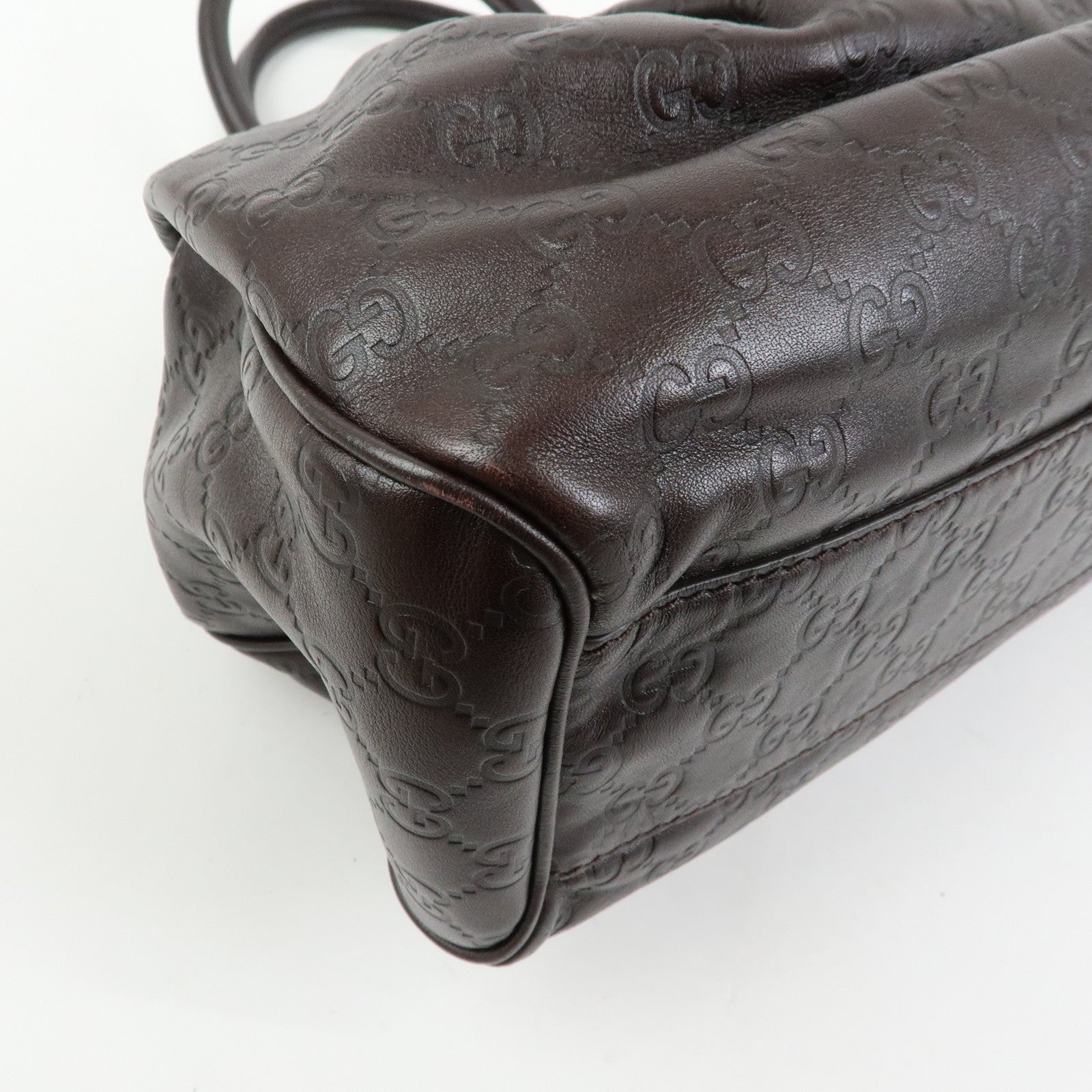 GUCCI Sukey Guccissima Leather Tote Bag Hand Bag Dark Brown 211944