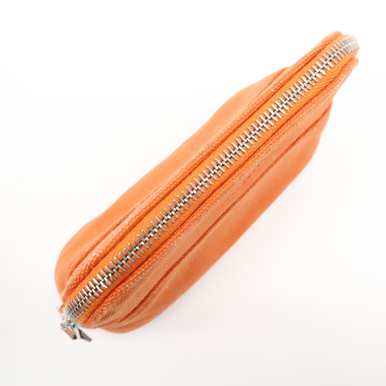 HERMES Bolide Mini Mini 16 Canvas Leather Cosmetic Pouch Orange