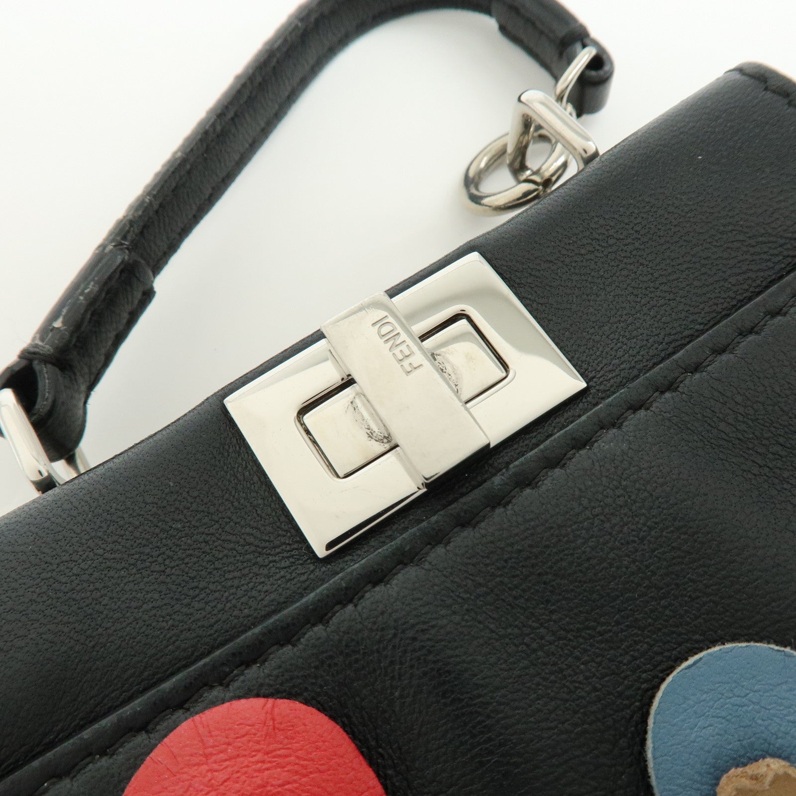 FENDI Micro Peekaboo Leather Flower Motif 2Way Shoulder Bag 8M0355