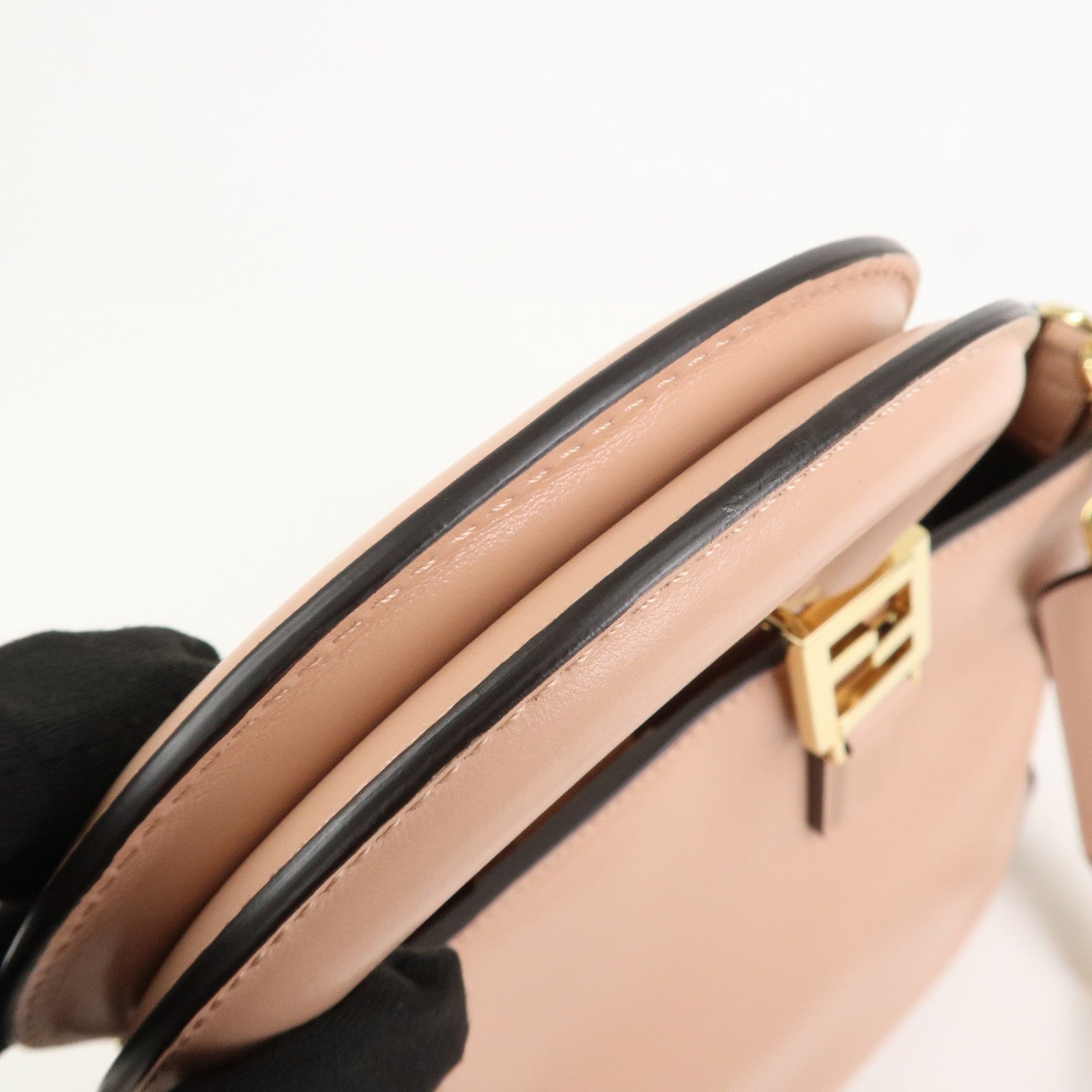 FENDI Leather 2Way FF Tote Small Hand Bag Shoulder Bag Pink 8BH367