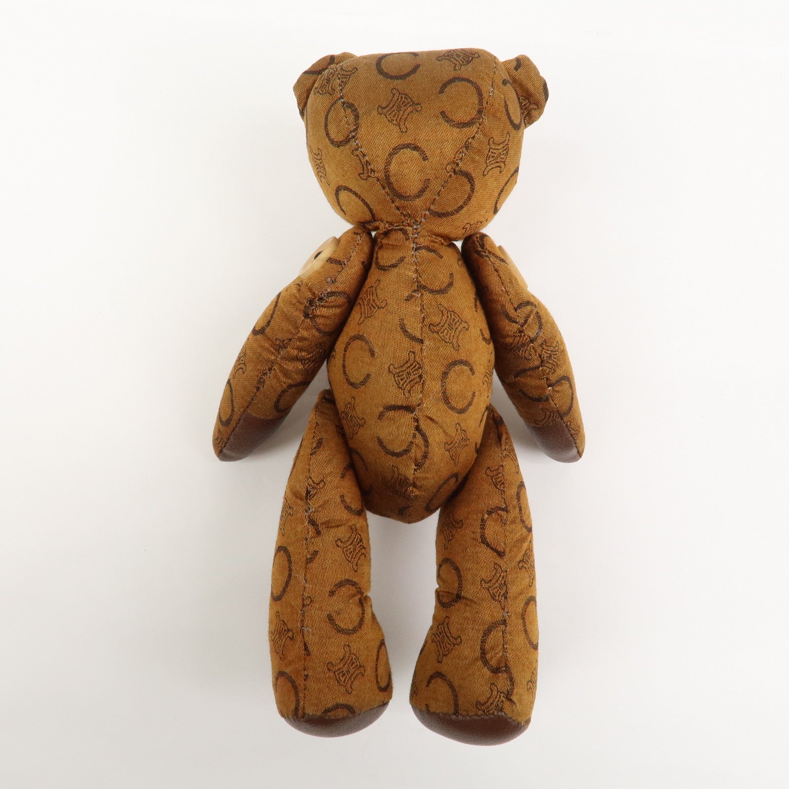 CELINE C Macadam Canvas Leather Teddy Bear Stuffed Animal Brown