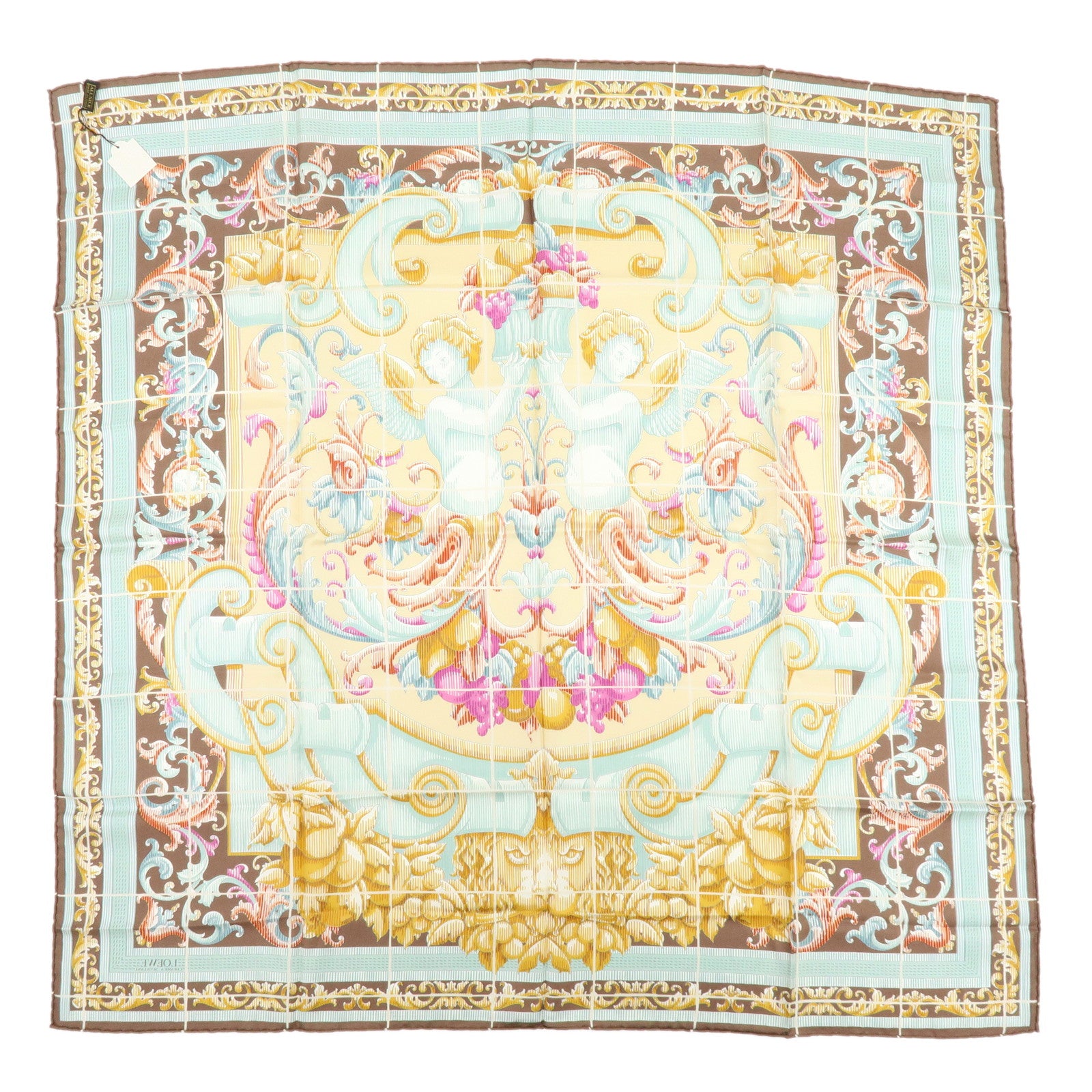 LOEWE Silk 100% Scarf Light Brown Multicolor