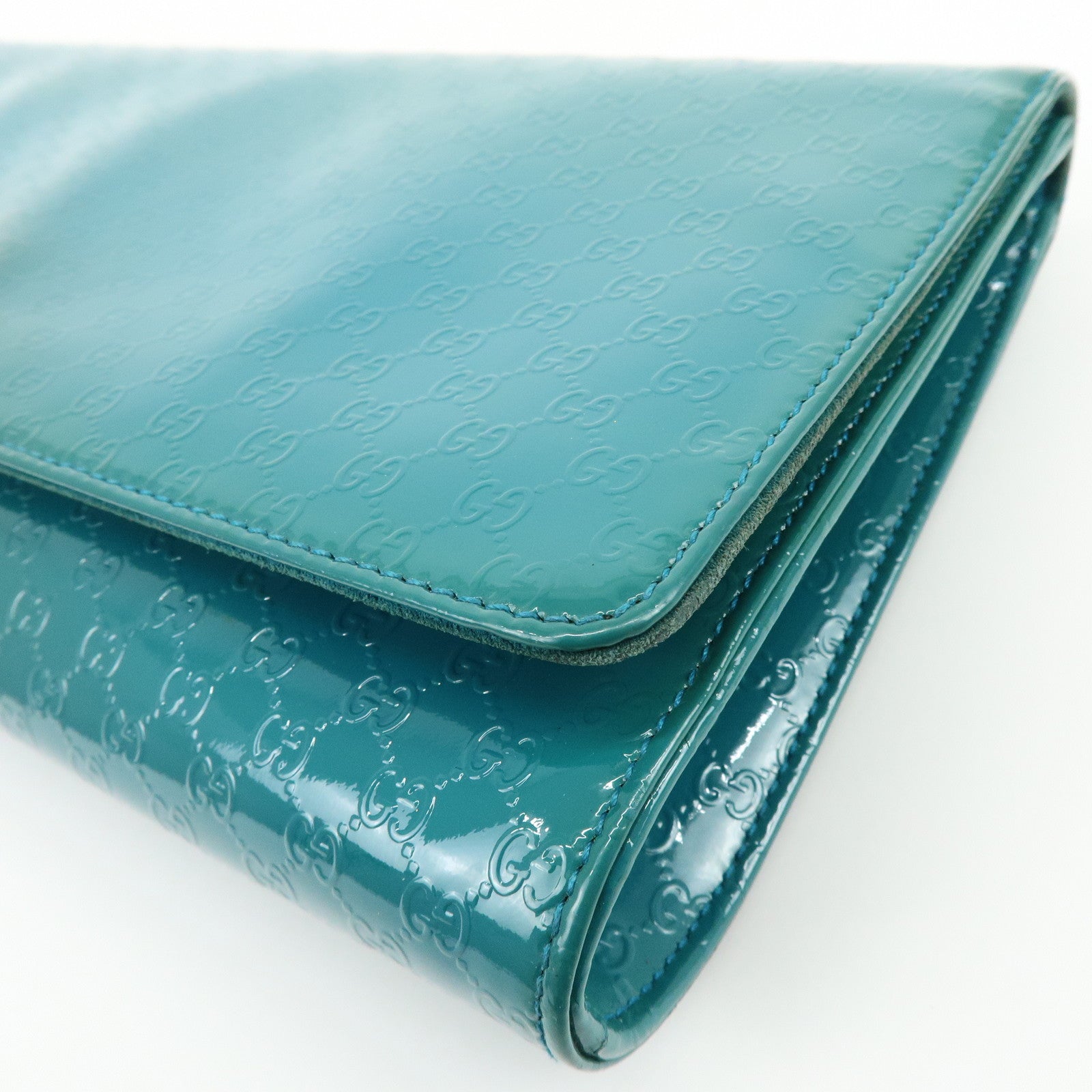 GUCCI Microguccissima Leather Hand Bag Clutch Bag Blue 339249