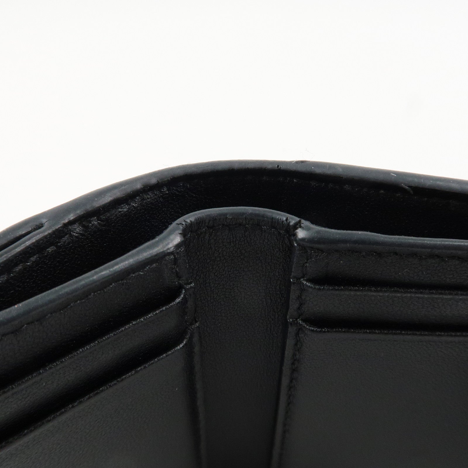 Christian Dior Saddle Leather Compact Wallet Black Gold Hardware Used