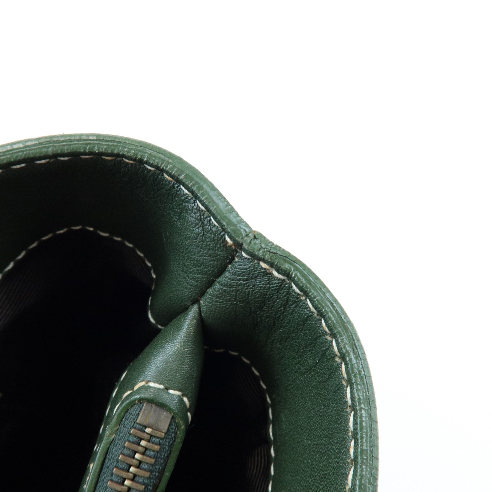 CELINE Boogie Bag Leather Hand Bag Tote Bag Dark Green