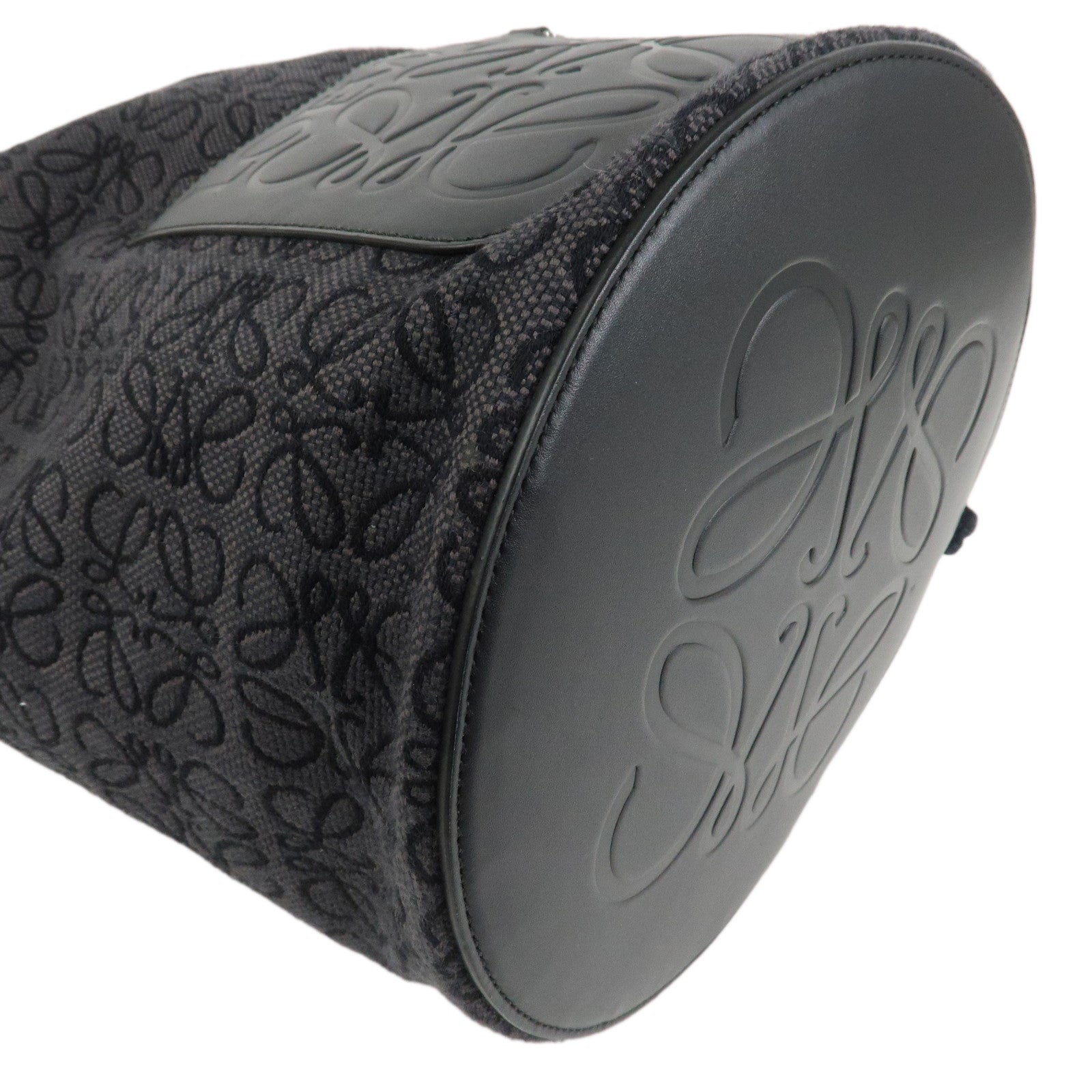 LOEWE Repeat Anagram Knot Jacguard Calf Leather Backpack Black