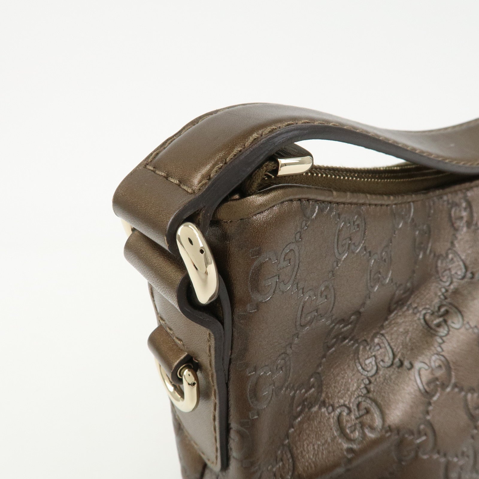 GUCCI Guccissima Bamboo Leather Shoulder Bag Hand Bag Bronze 269959