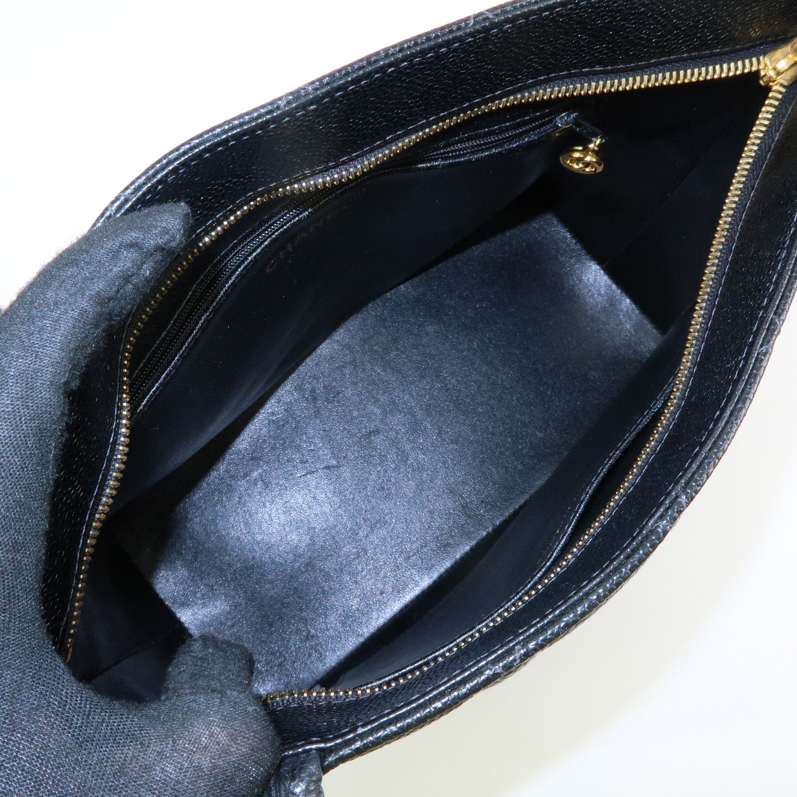 CHANEL Matelasse COCO Mark Medallion Caviarskin Tote Bag A01804