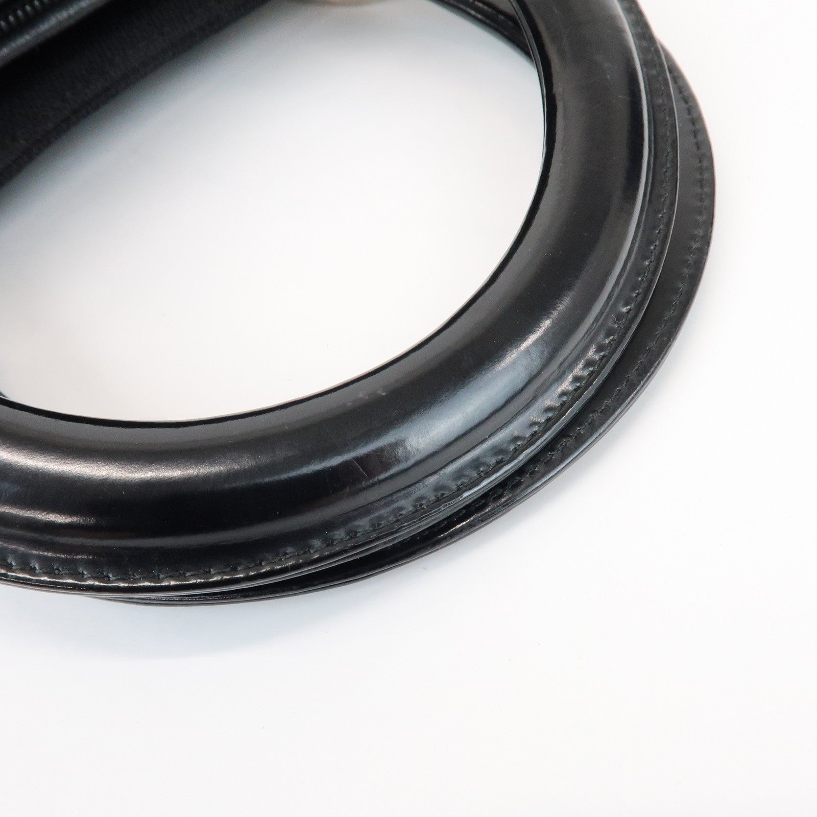 Christian Dior Lady Dior Canvas Patent Leather Hand Bag Black