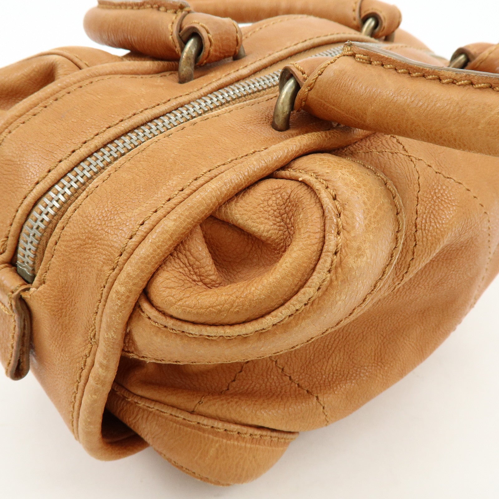 CHANEL COCO Mark Calf Leather Hand Bag Brown