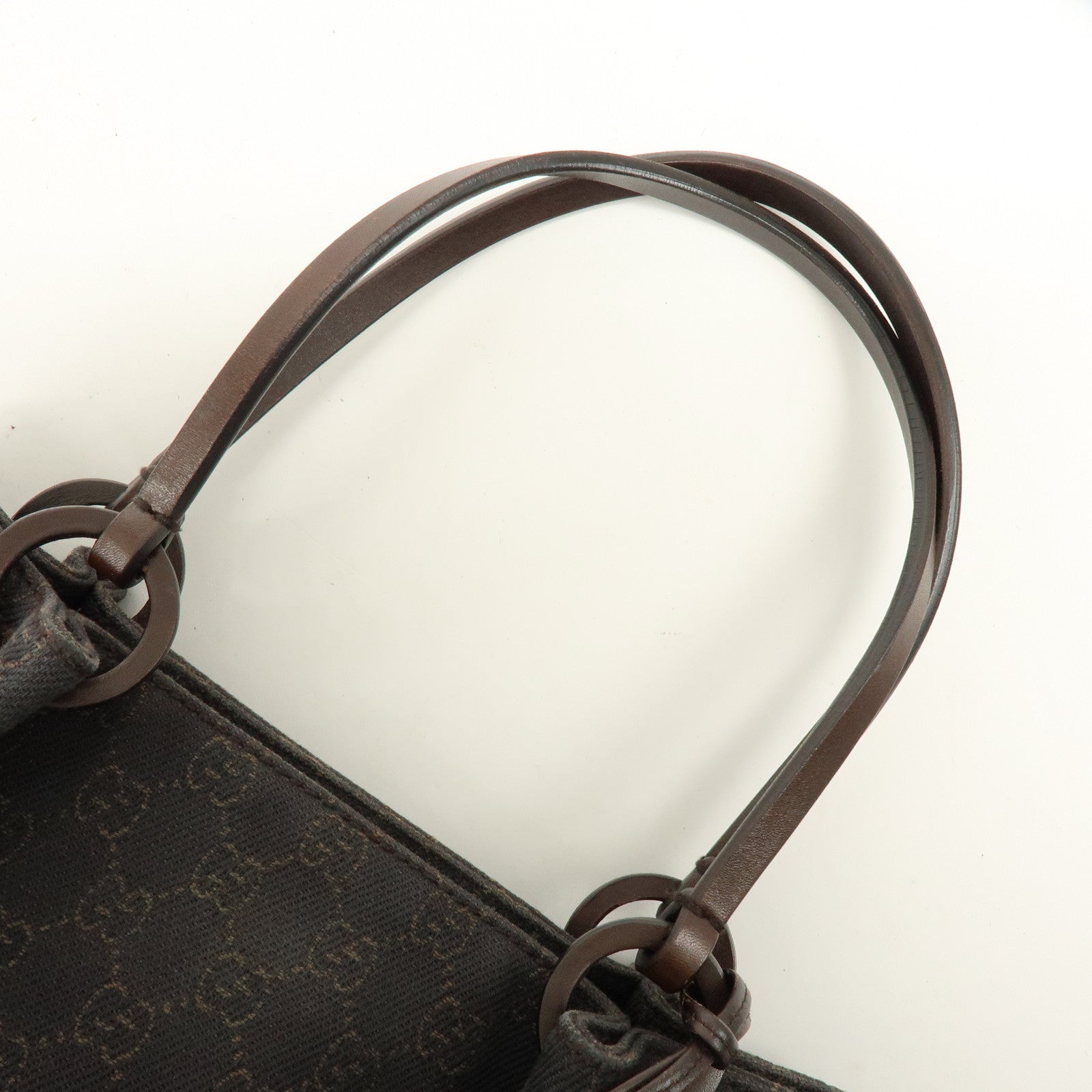 GUCCI GG Canvas Leather Shoulder Bag Tote Bag Brown 101919
