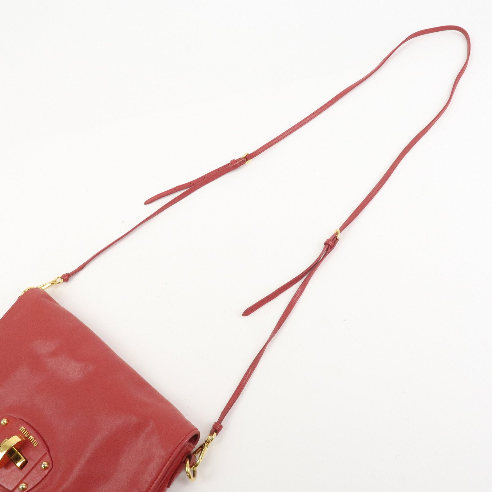 MIU MIU Logo Nappa Leather Shoulder Bag Crossbody Bag Red