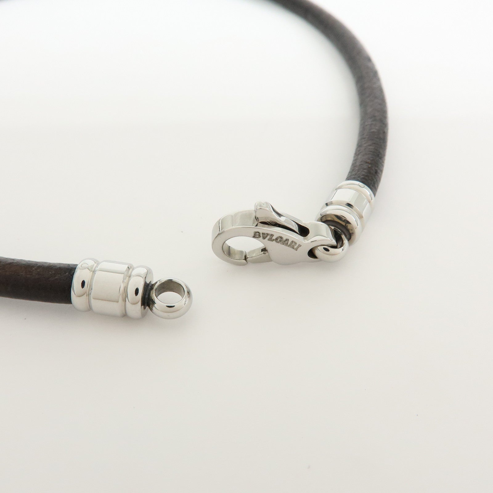 BVLGARI Leather Necklace Choker Double Wrap Bracelet Black