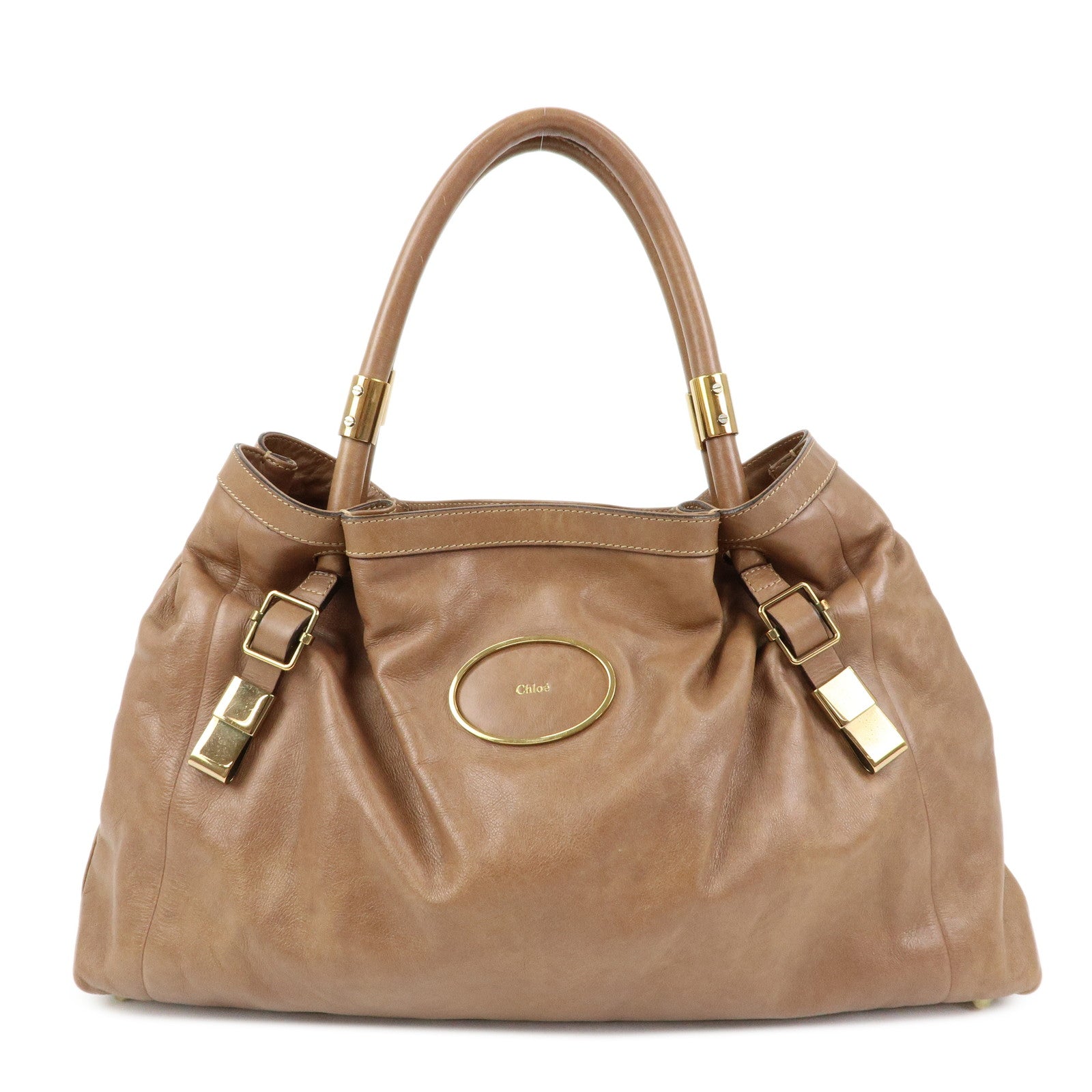 Chloe Victoria Leather Tote Bag Hand Bag Shoulder Bag Brown