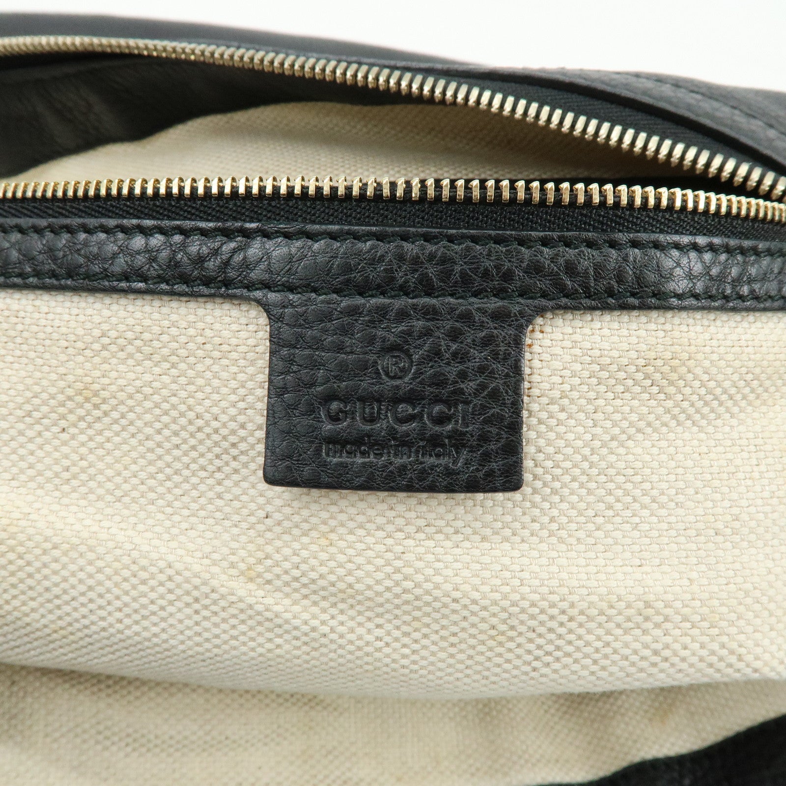 GUCCI SOHO Interlocking G Leather Shoulder Bag Black 295175