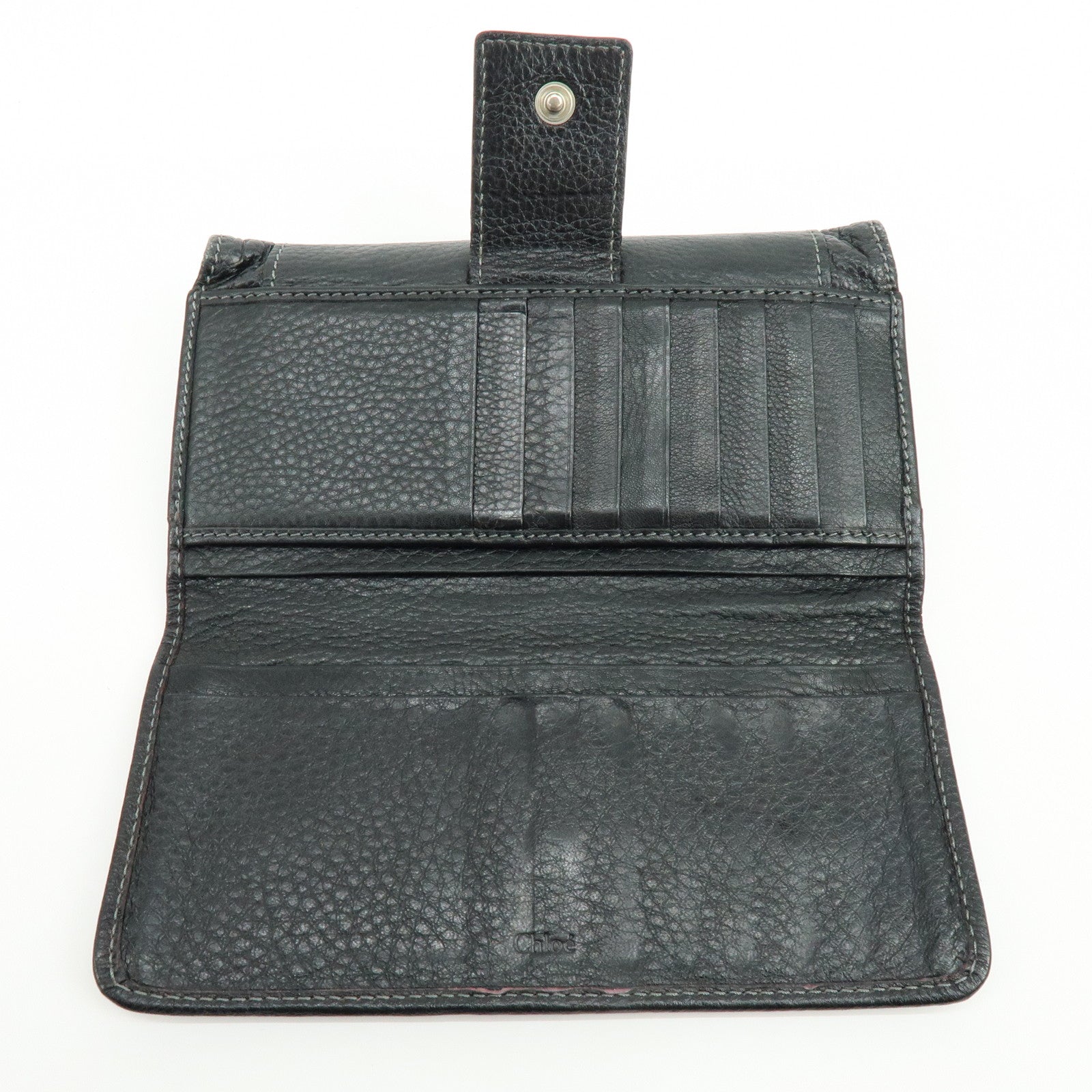 Chloe Paddington Leather Bi-fold Flap Long Wallet Black