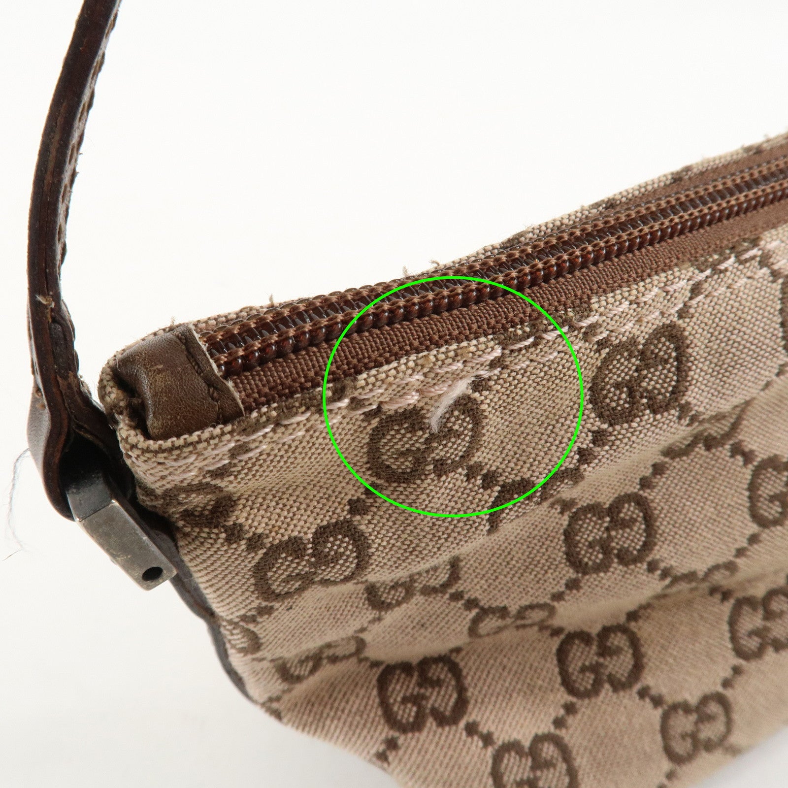 GUCCI GG Canvas Leather Canvas Accessory Pouch 039.1103.2123 Used