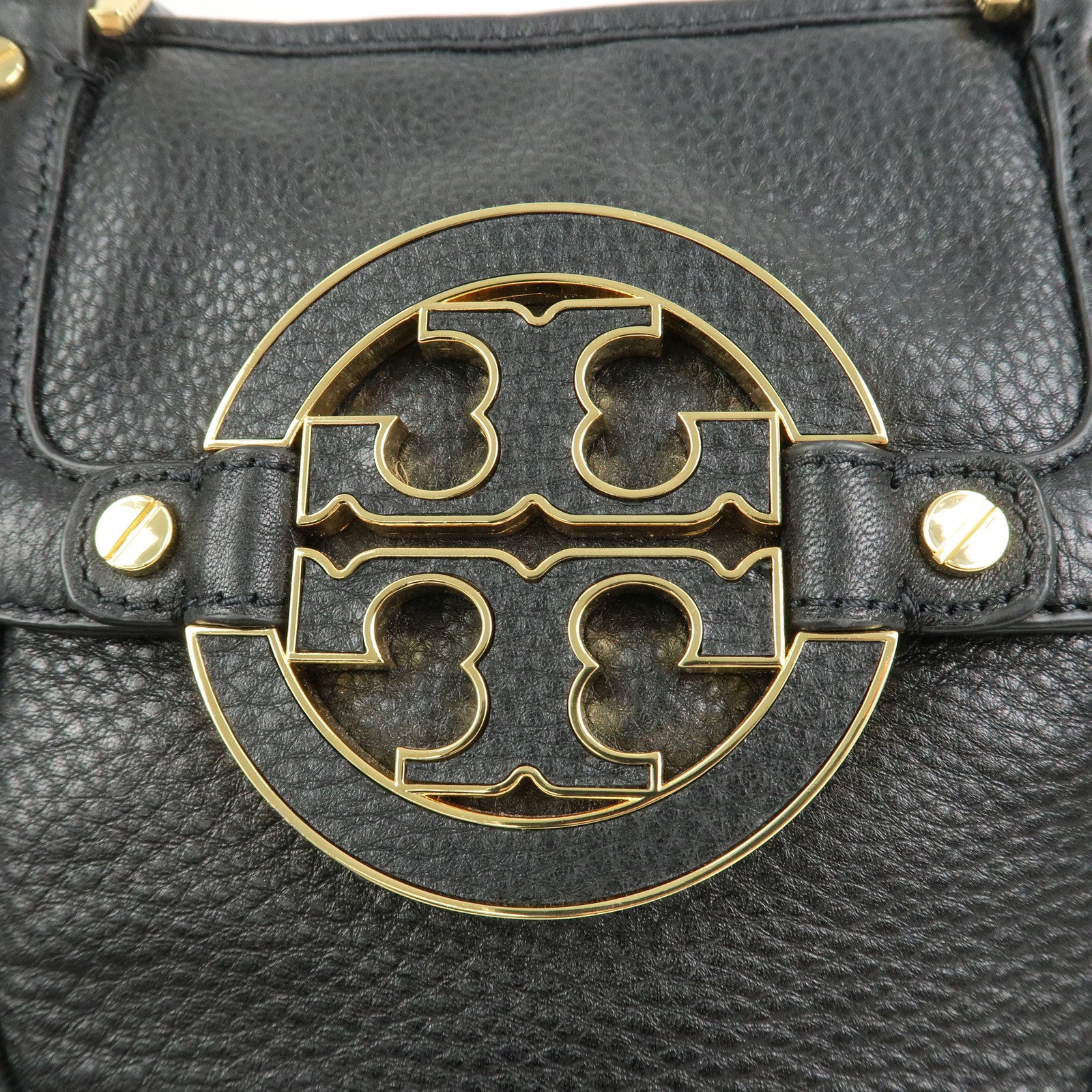 TORY BURCH Logo Leather 2way Hand Bag Black