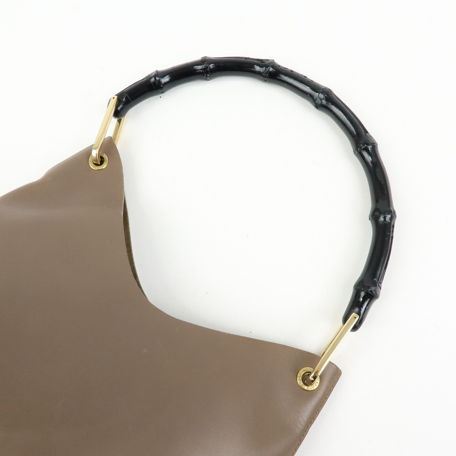 GUCCI Bamboo Leather Shoulder Bag Hand Bag Brown 001・2058・1883・0